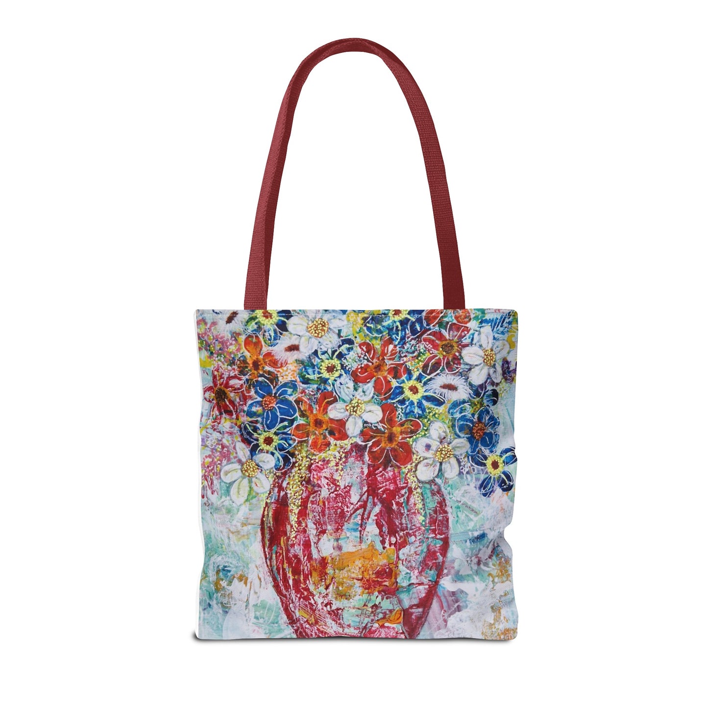 Tote Bag - No. 245 - Flowers In Red Vase