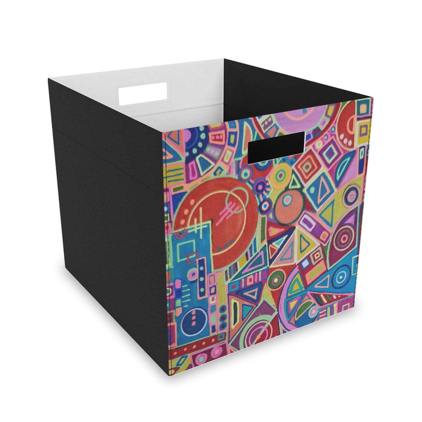 Felt Storage Box - No. 266 - Multicoloured Abstract - By Irish Artist Fiona de Lacy