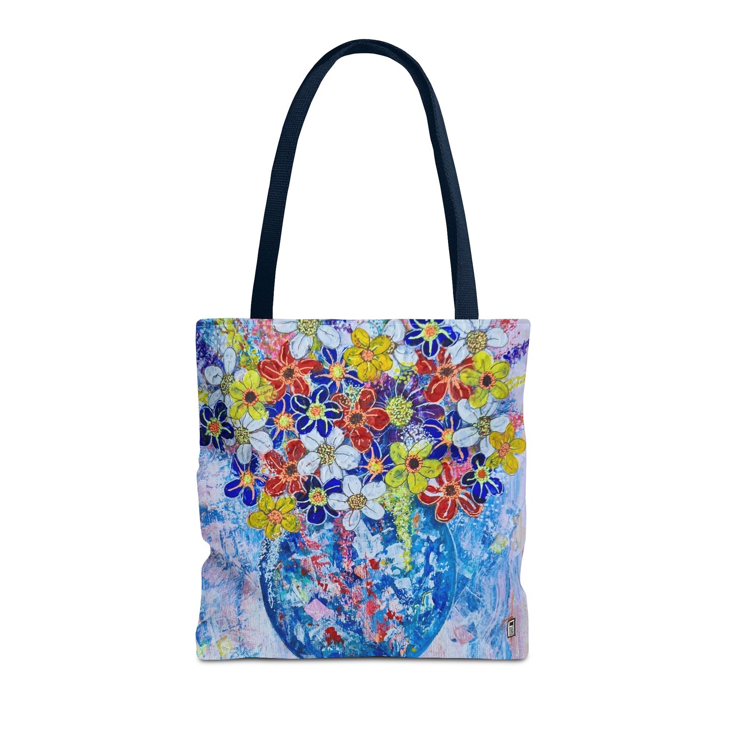 Tote Bag - No. 242 - Blue round vase of Flowers