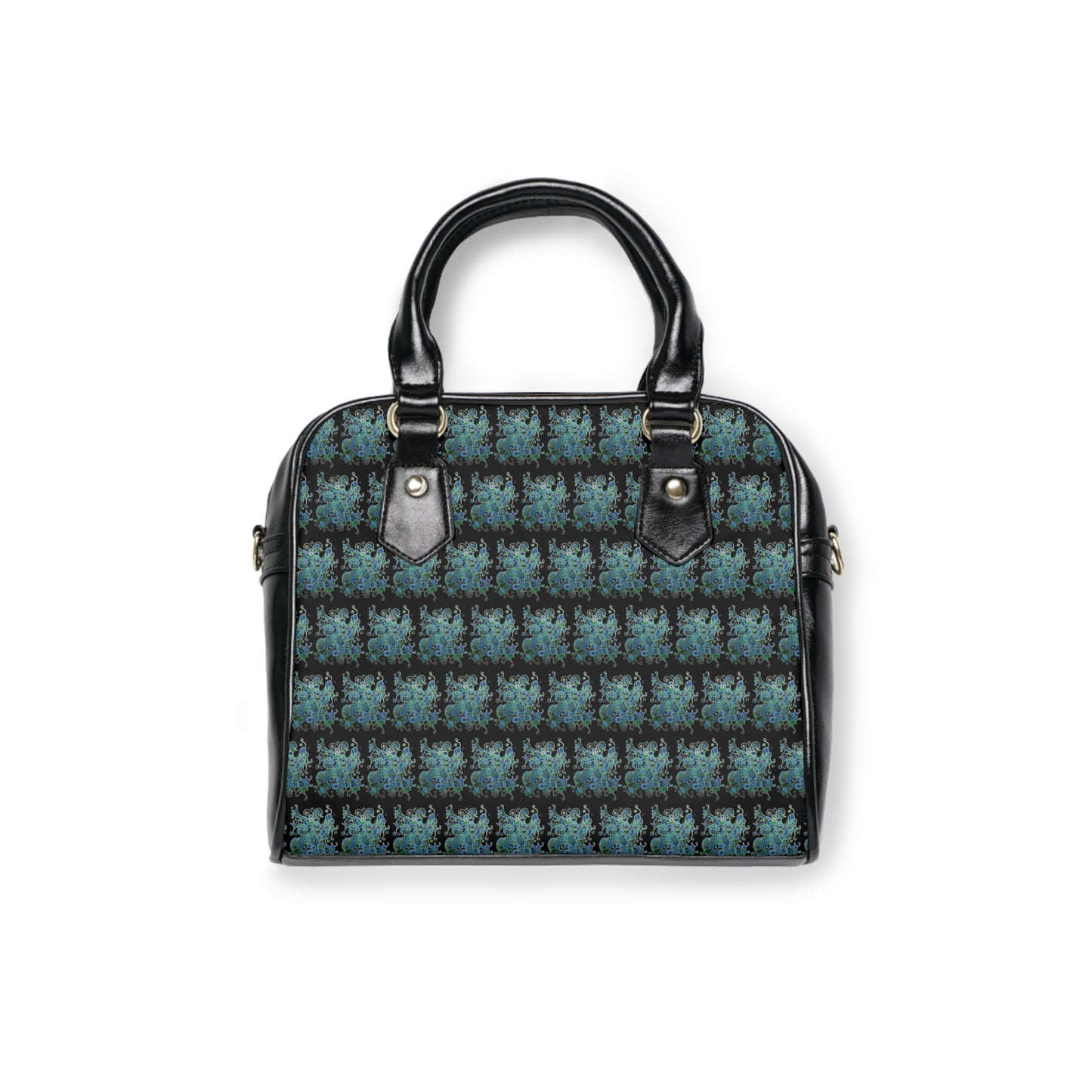 Shoulder Handbag - No. 146 - 'Bird of Paradise' pattern on Black