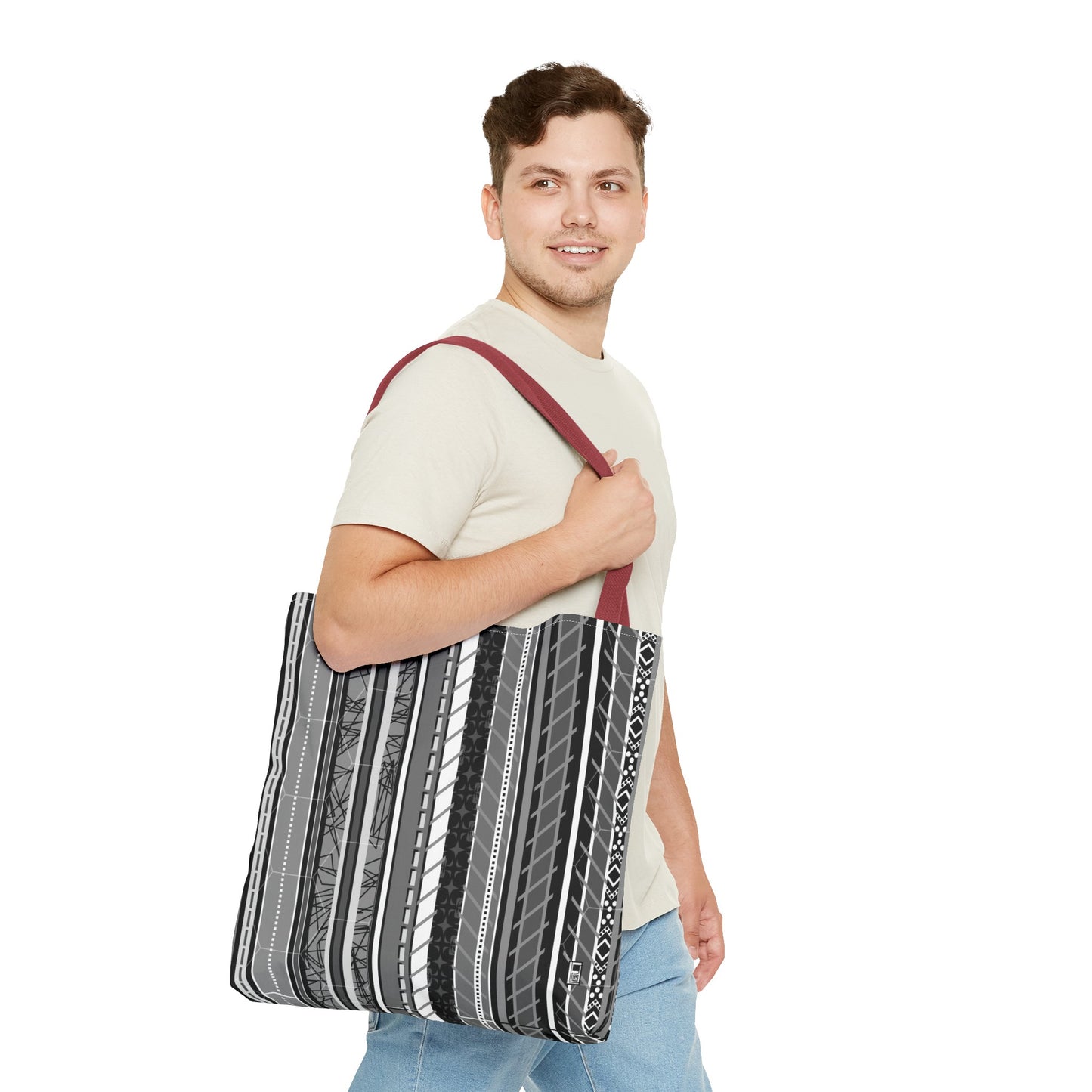 Tote Bag - No. 298 A - Black, White, Grey Stripes