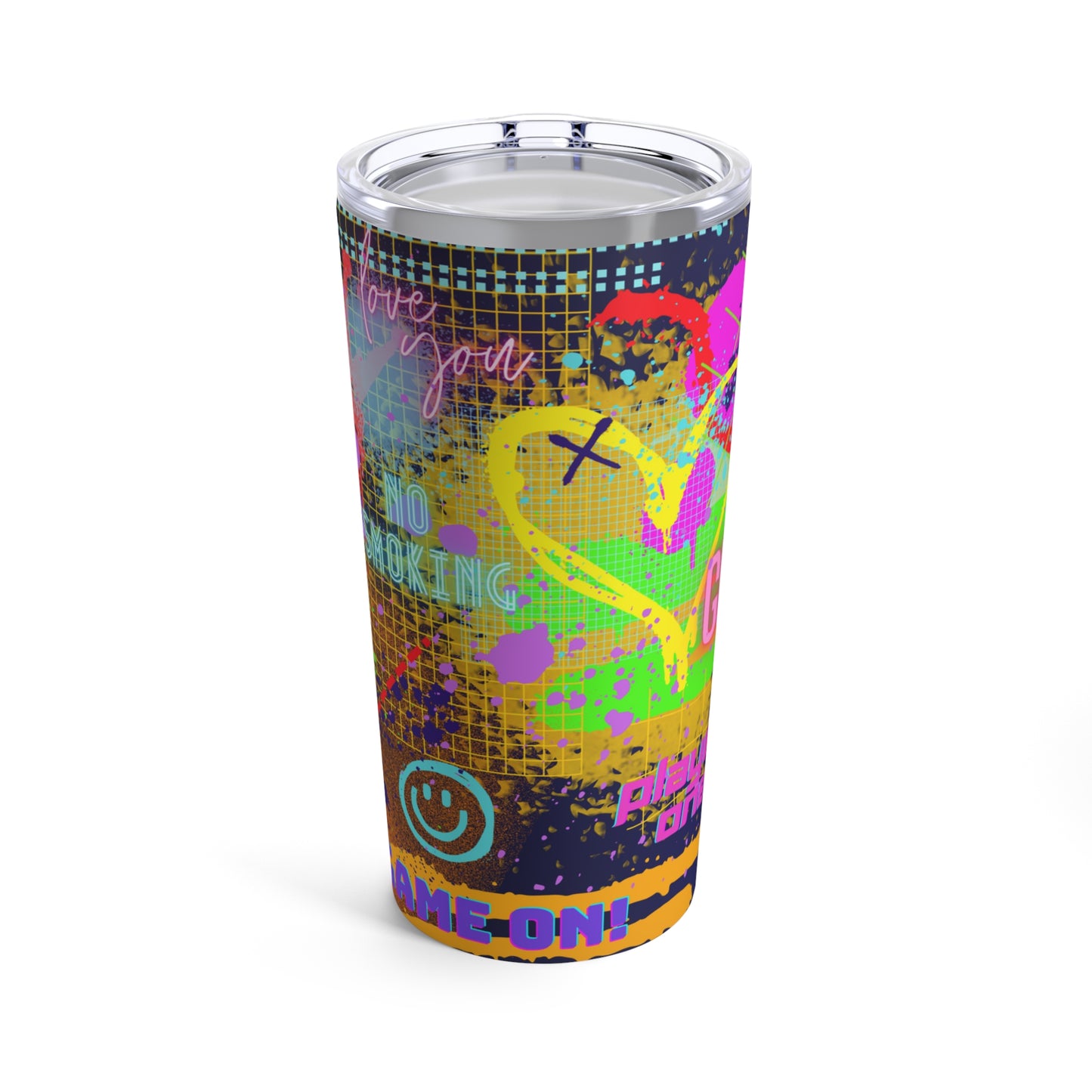 Tumbler 20oz - No. 232 - 'Glow' Graffiti - By Irish Artist Fiona de Lacy - Multicoloured
