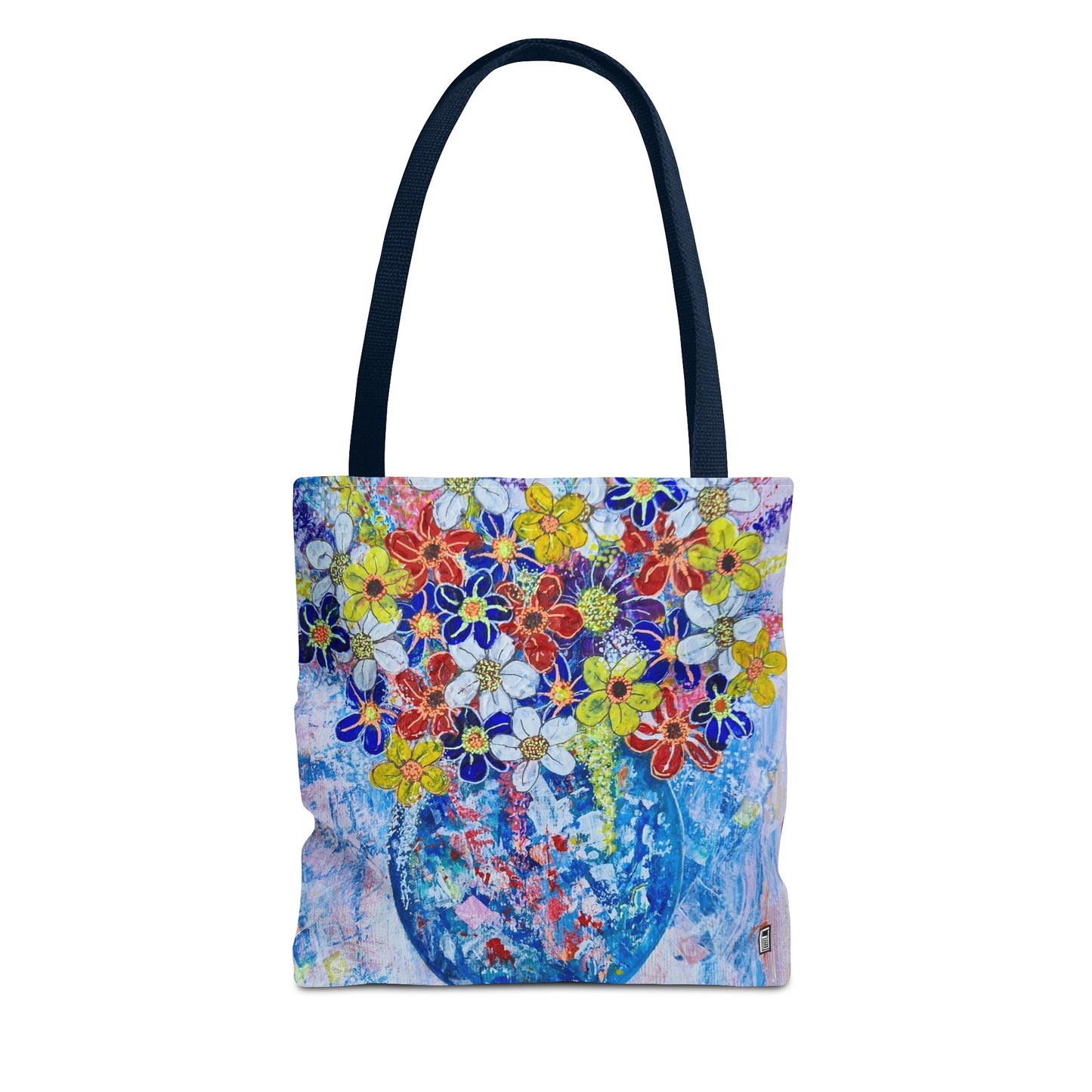 Tote Bag - No. 242 - Blue round vase of Flowers