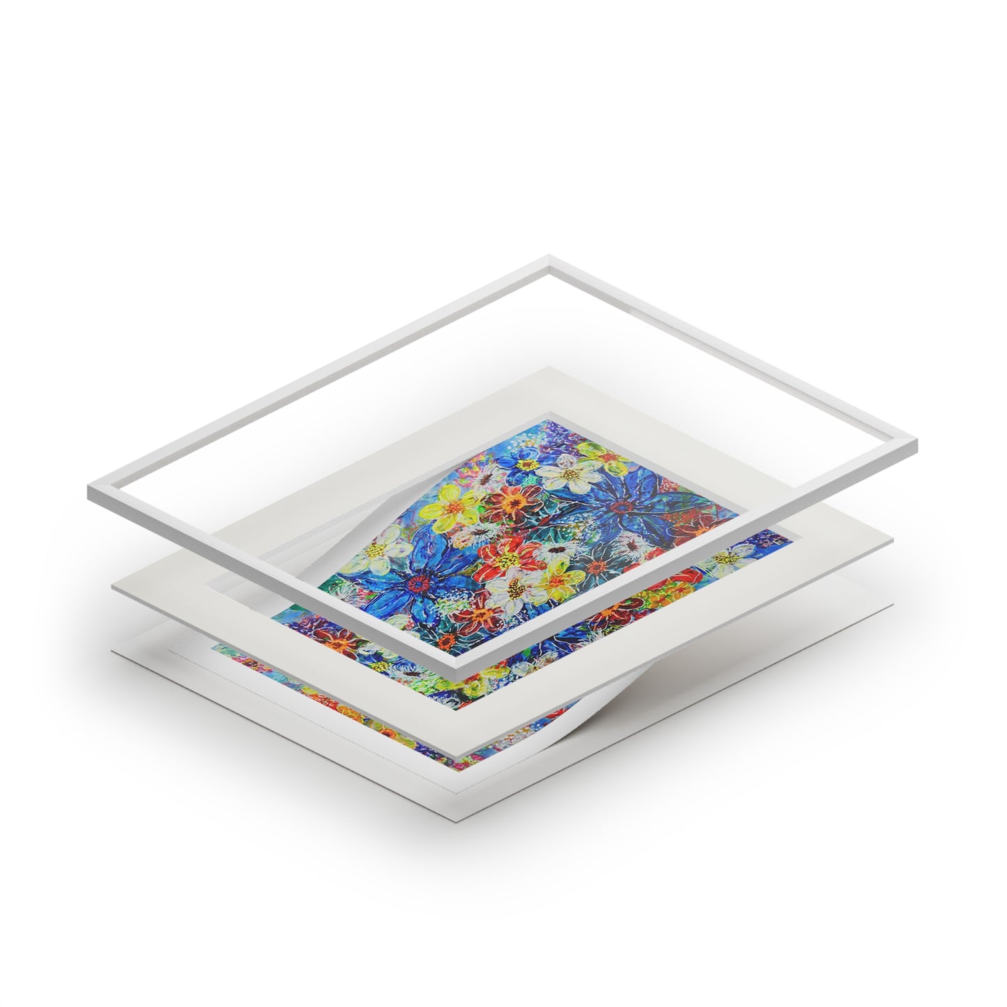 Fine Art Print (Cardboard Frame) - No. 242 - Large Blue Flowers