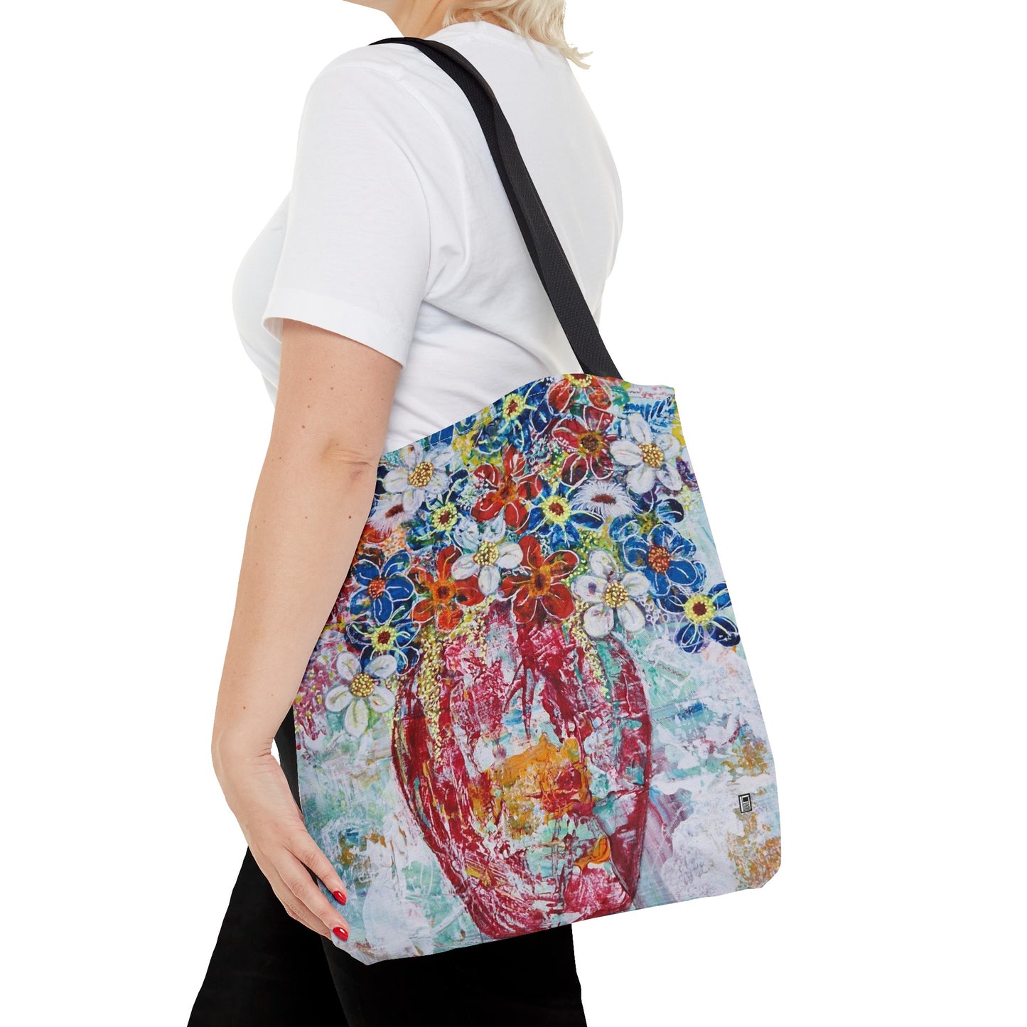 Tote Bag - No. 245 - Flowers In Red Vase