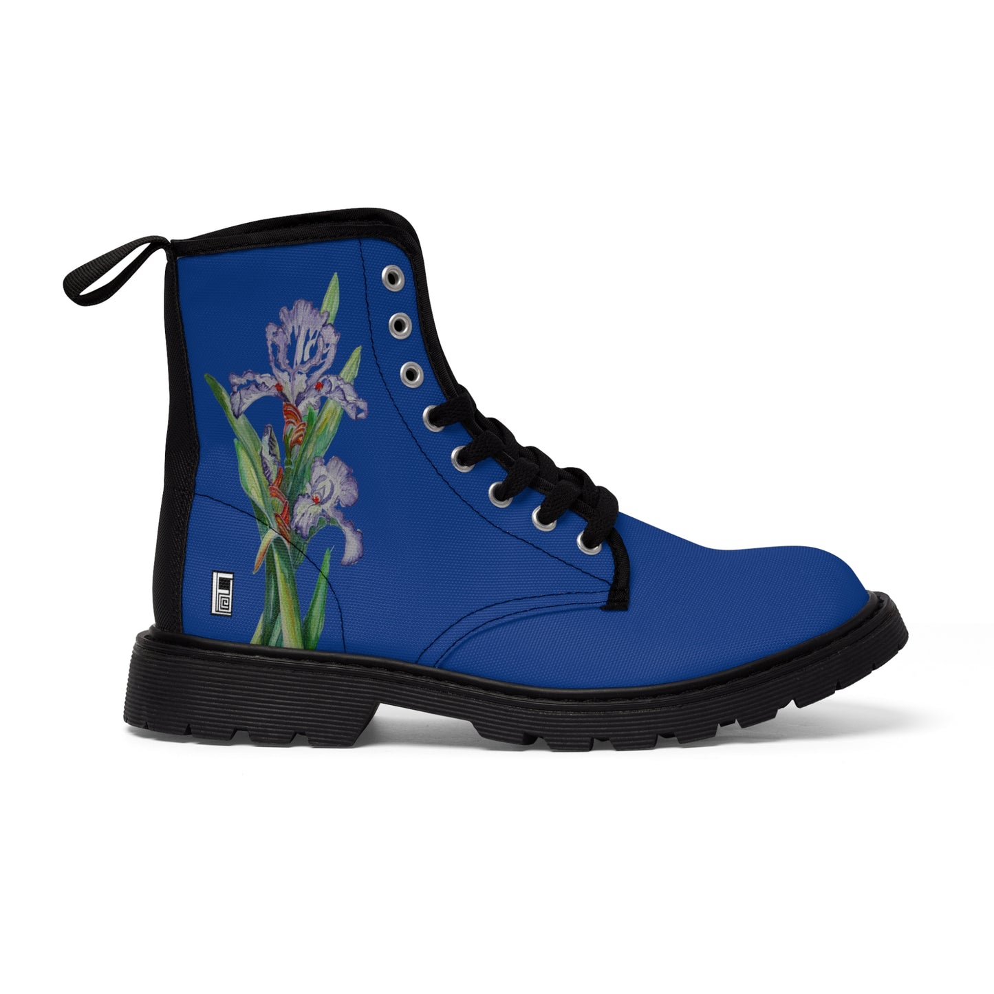 Women's Canvas Boots - No. 272 - Purple Orchid on Blue