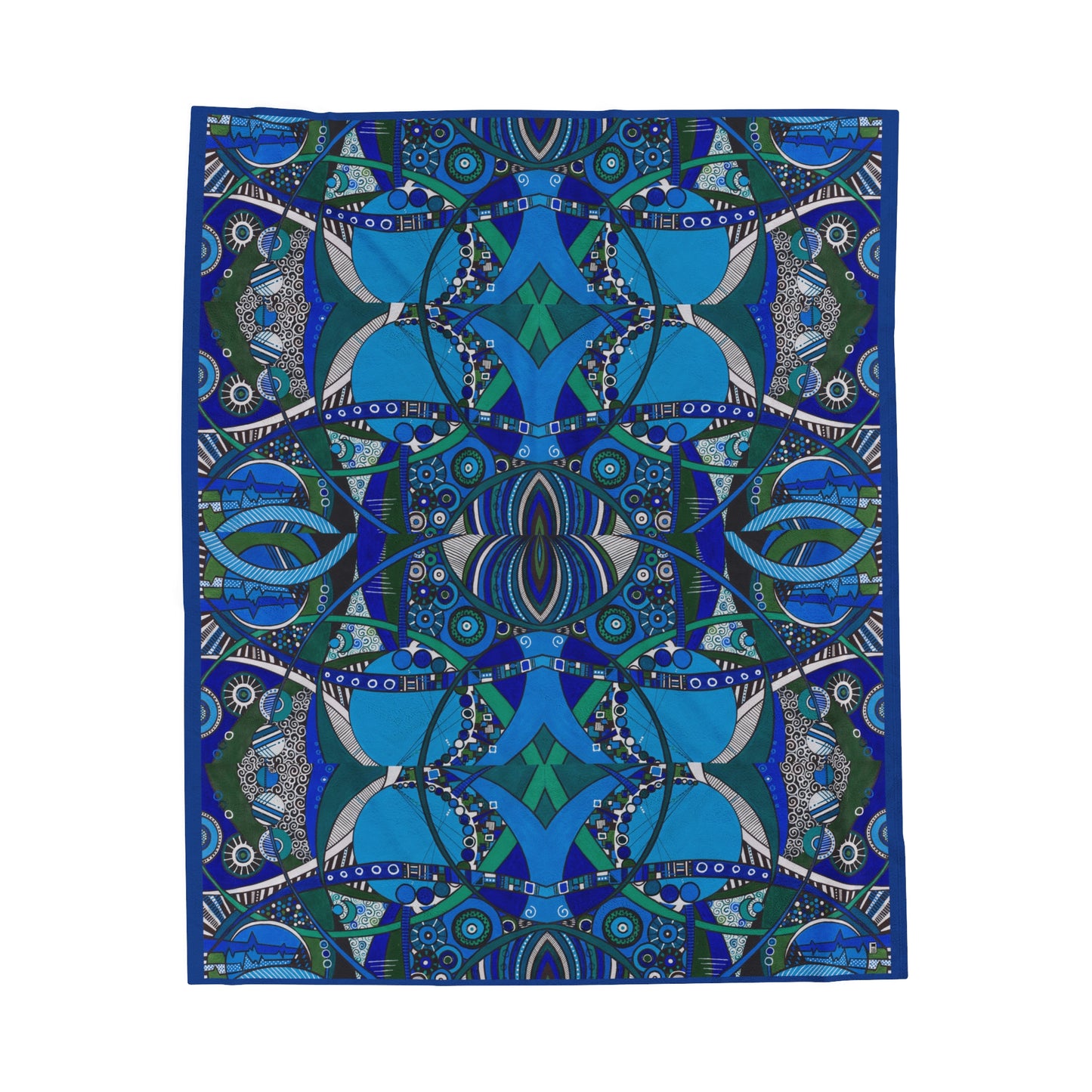 Velveteen Plush Blanket - No. 219 - 'Crossroads' Navy Trim