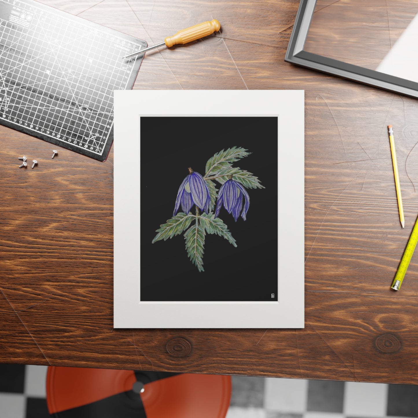 Fine Art Print (Cardboard Frame) - No. 270 - Two purple flowers B