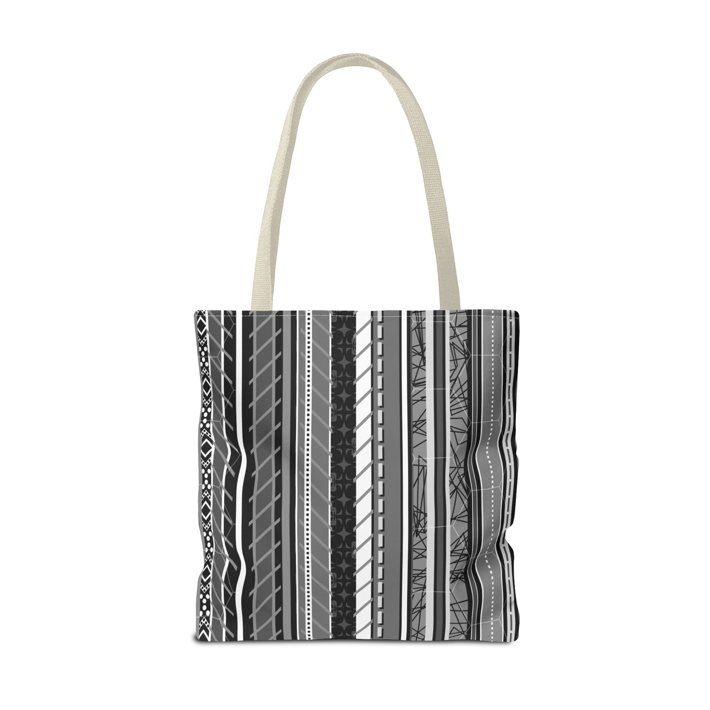 Tote Bag - No. 298 A - Black, White, Grey Stripes