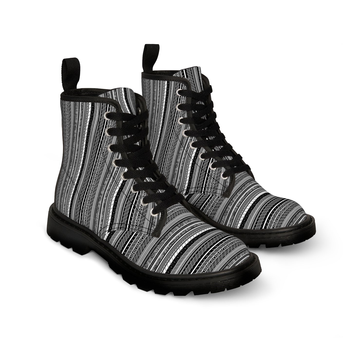 Women's Canvas Boots - No. 298 - Black & White