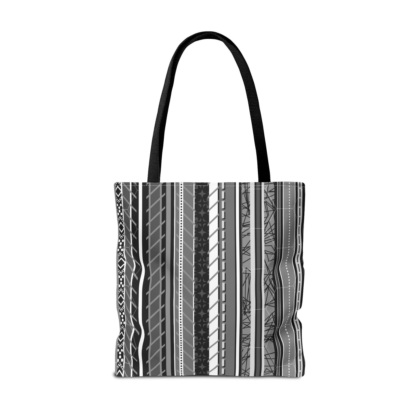 Tote Bag - No. 298 A - Black, White, Grey Stripes