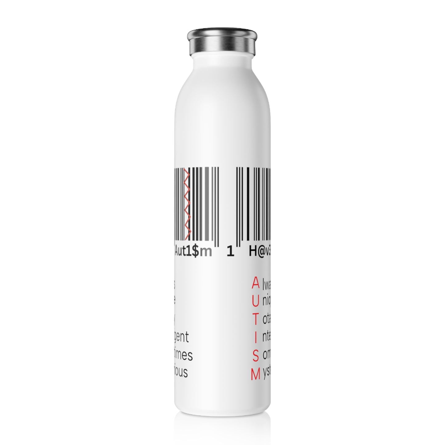 Slim Water Bottle - No. 310 - I have Autism - By Irish Artist Fiona de Lacy