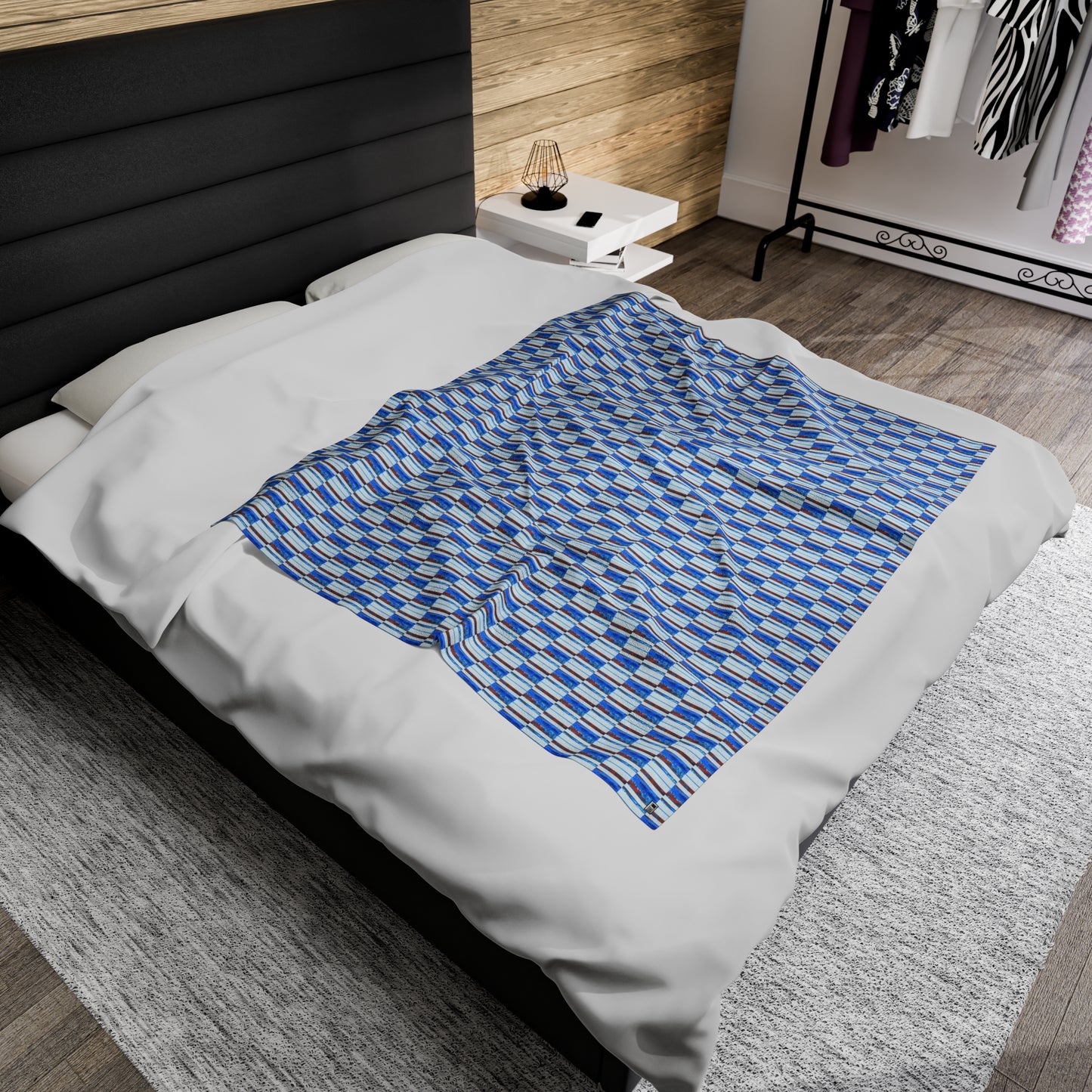 Velveteen Plush Blanket - No. 140 - 'Thin Blue Line'