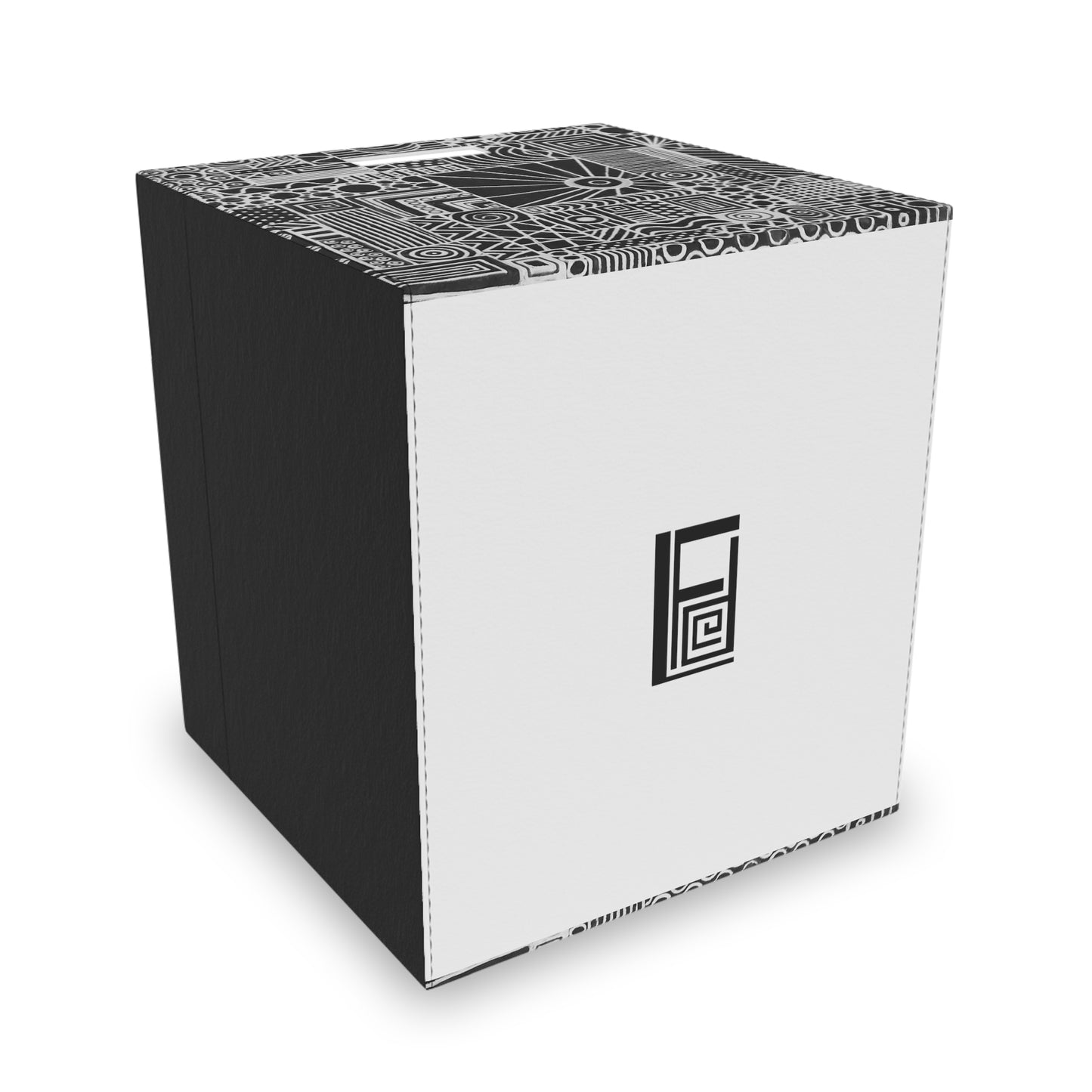 Felt Storage Box - No. 252 - White on Black - By Irish Artist Fiona de Lacy