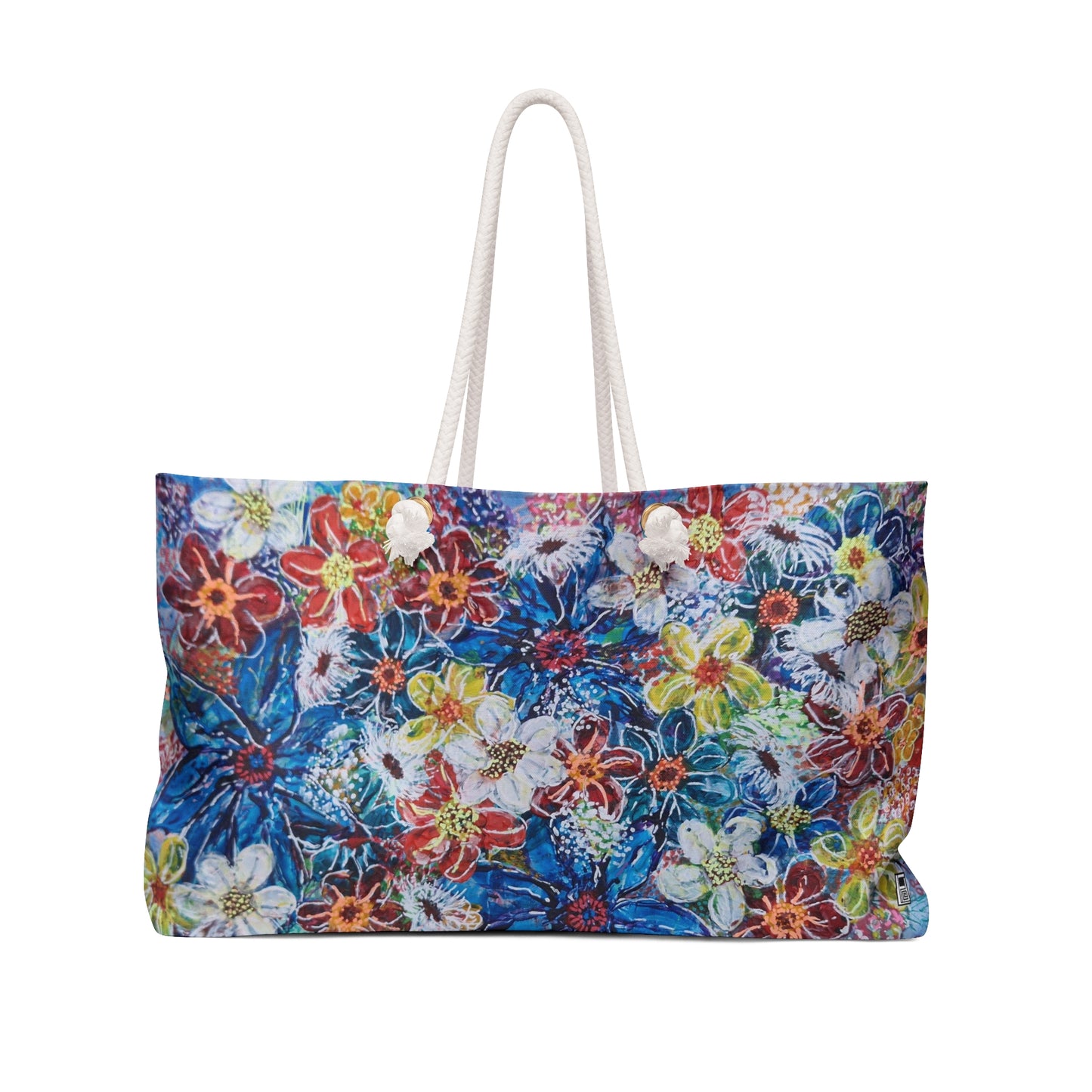 Weekender / Beach / Overnight Bag - No. 242 - Large Blue Flowers