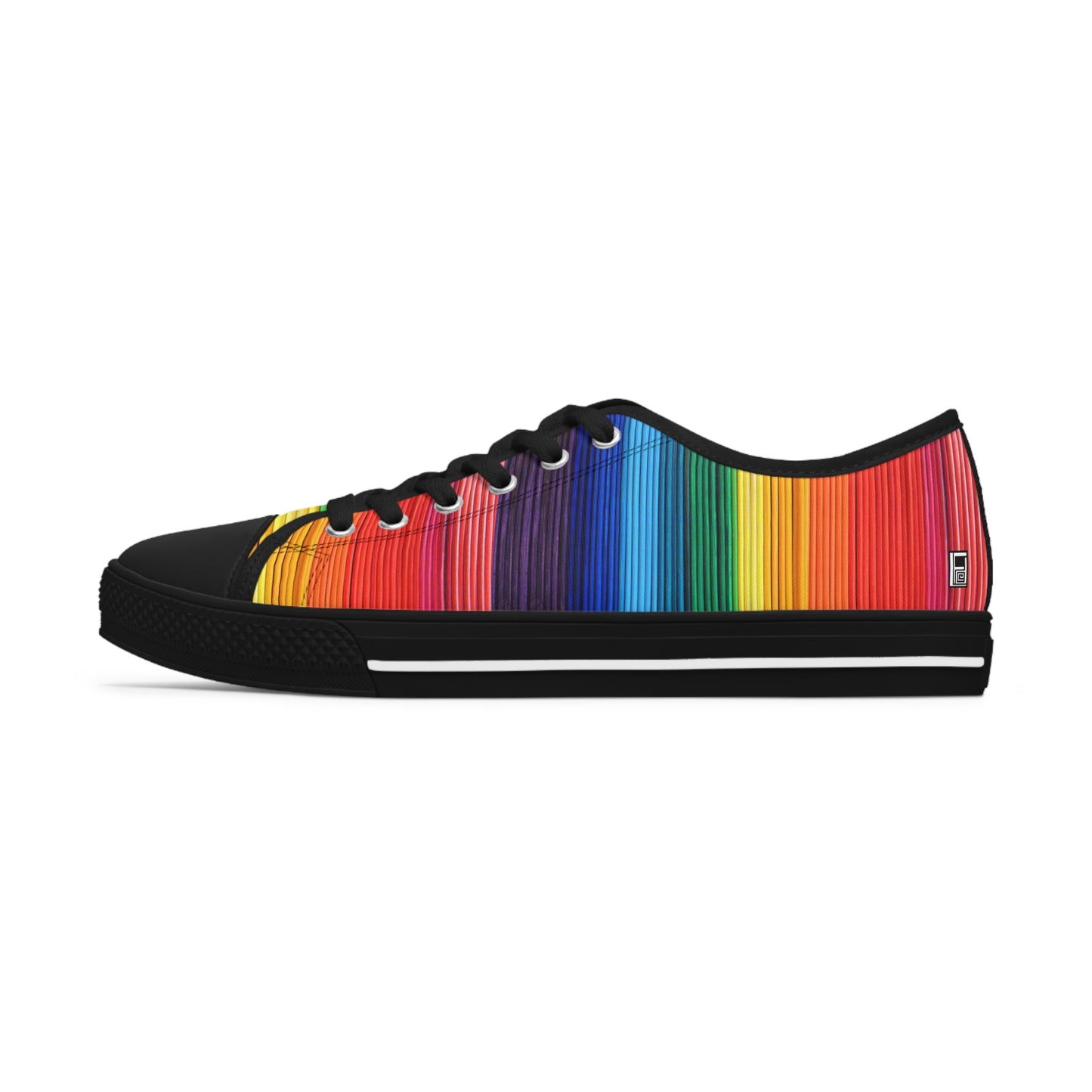 Women's Low Top Sneakers, Black Sole - No. 305 - Rainbow, Pride - By Irish Artist Fiona de Lacy