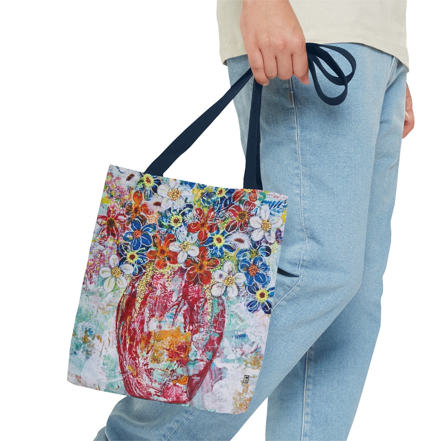 Tote Bag - No. 245 - Flowers In Red Vase
