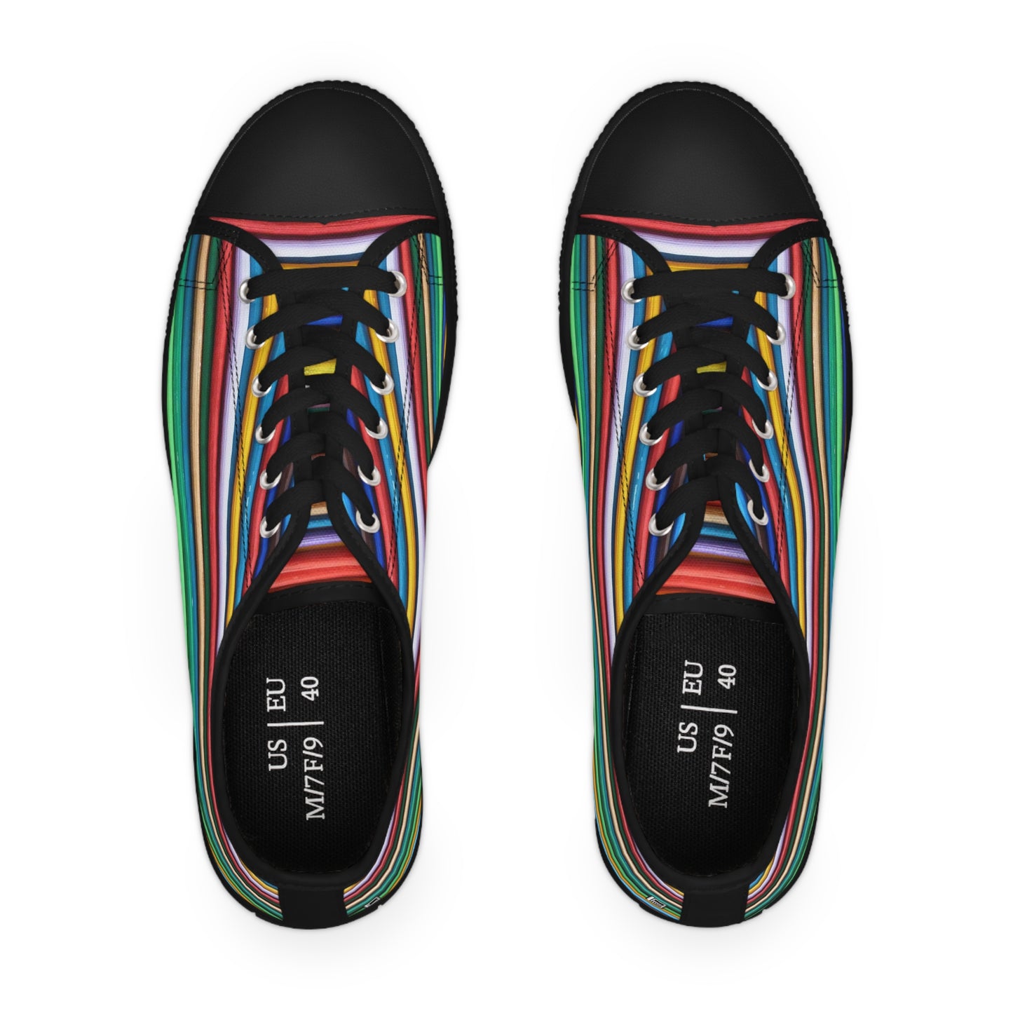 Women's Low Top Sneakers - No. 309 - Multicoloured Lines - By Irish Artist Fiona de Lacy