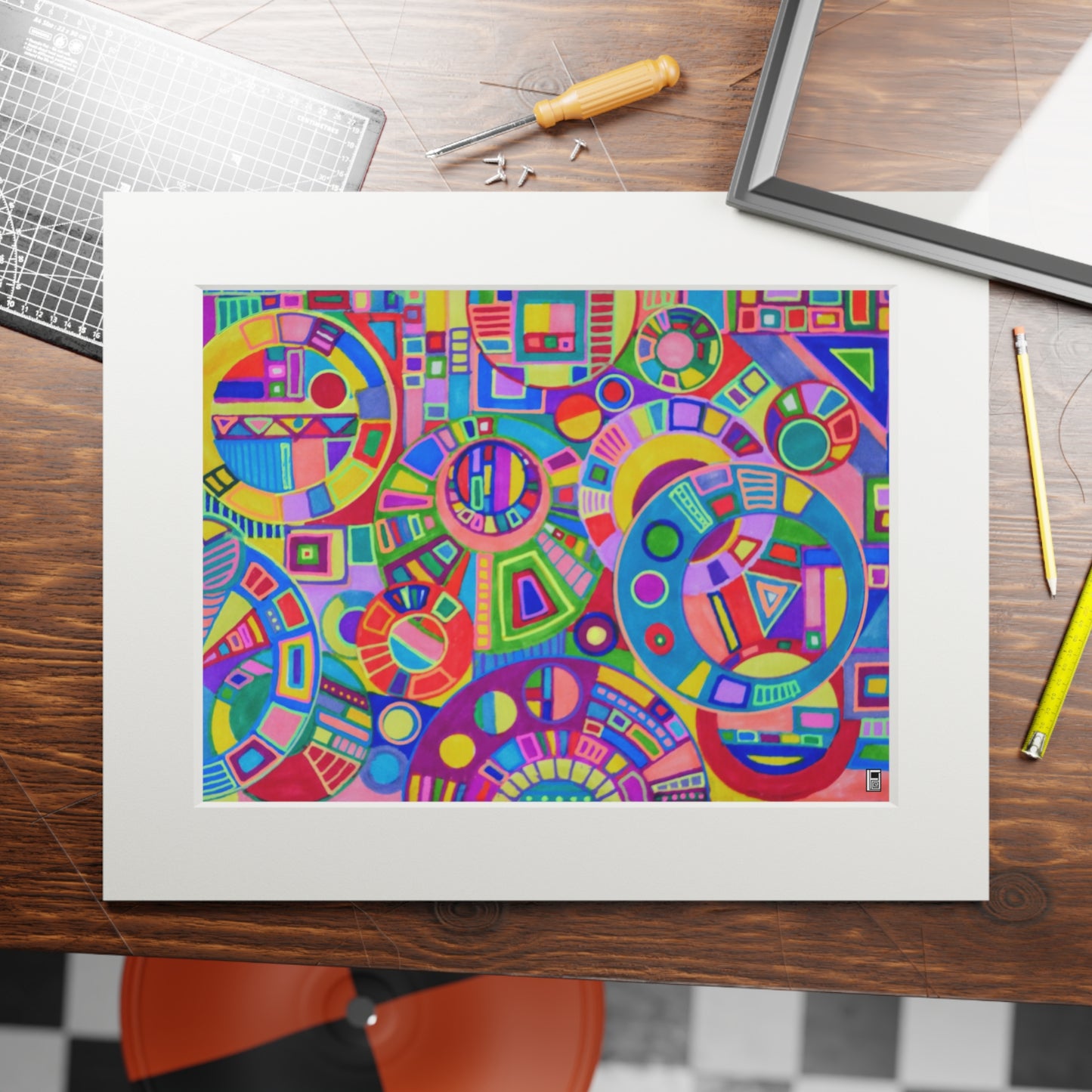 Fine Art Print (Cardboard Frame) No. 261 - Multicoloured Abstract