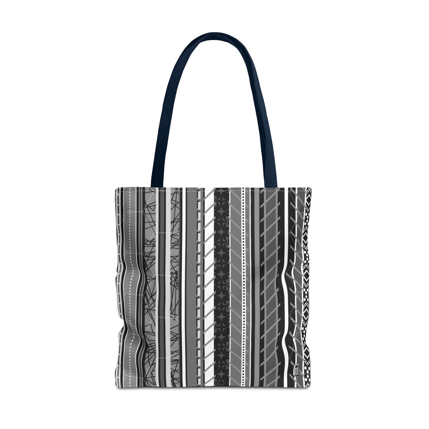 Tote Bag - No. 298 A - Black, White, Grey Stripes