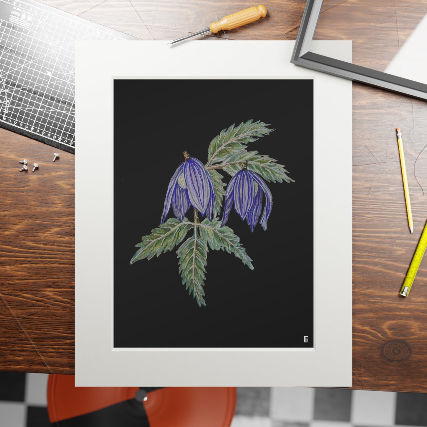 Fine Art Print (Cardboard Frame) - No. 270 - Two purple flowers B