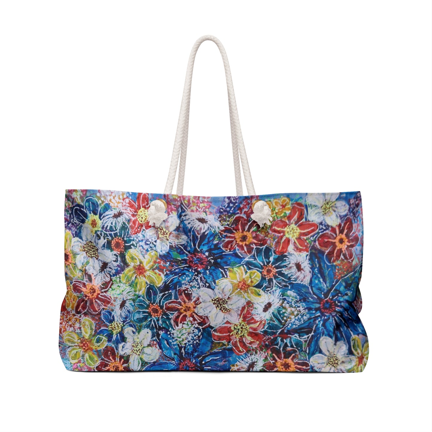 Weekender / Beach / Overnight Bag - No. 242 - Large Blue Flowers