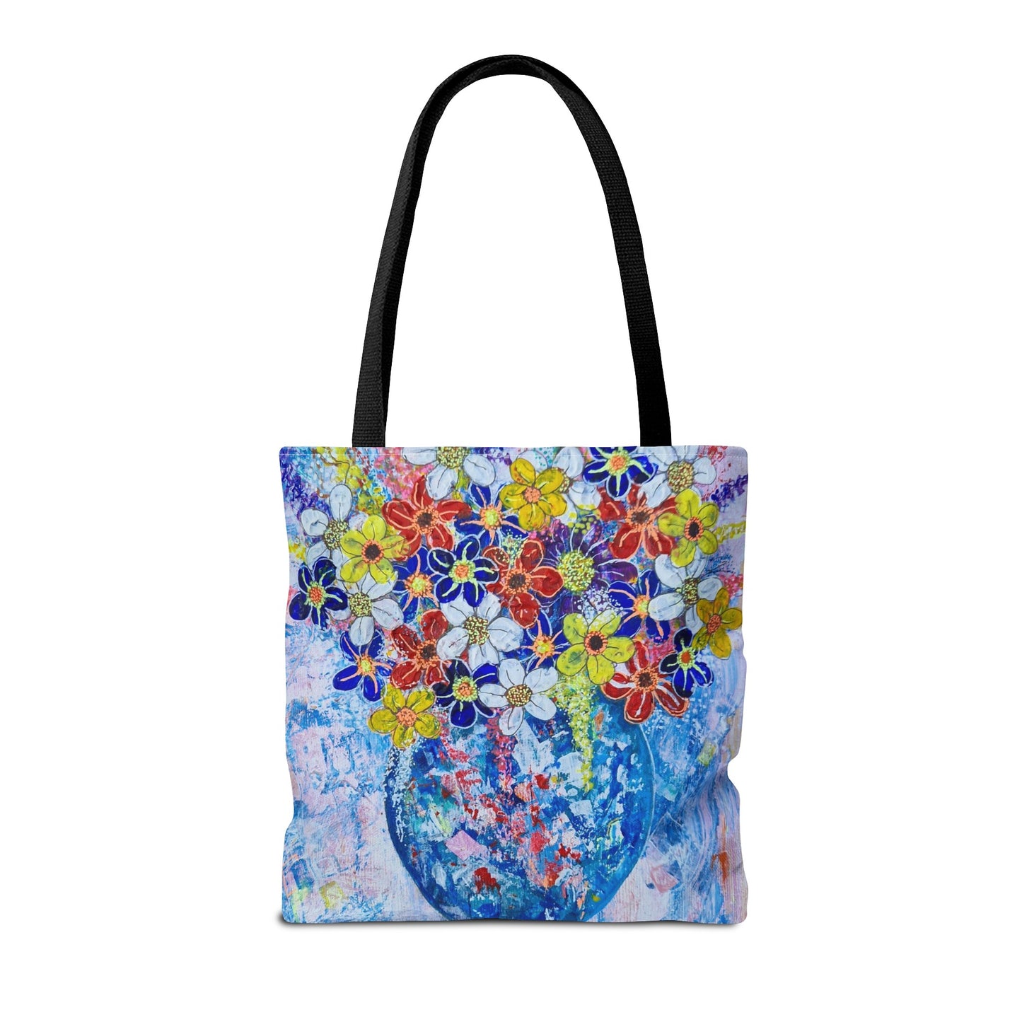 Tote Bag - No. 242 - Blue round vase of Flowers