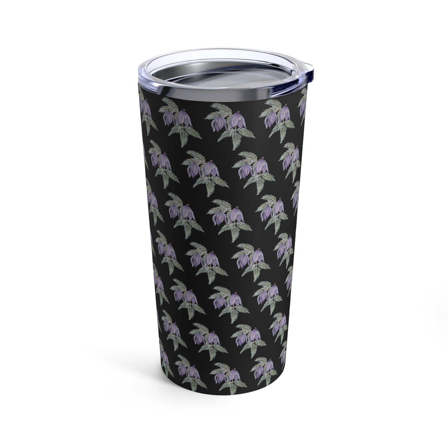 Tumbler 20oz - No. 270 Purple Drop Flowers - By Irish Artist Fiona de Lacy