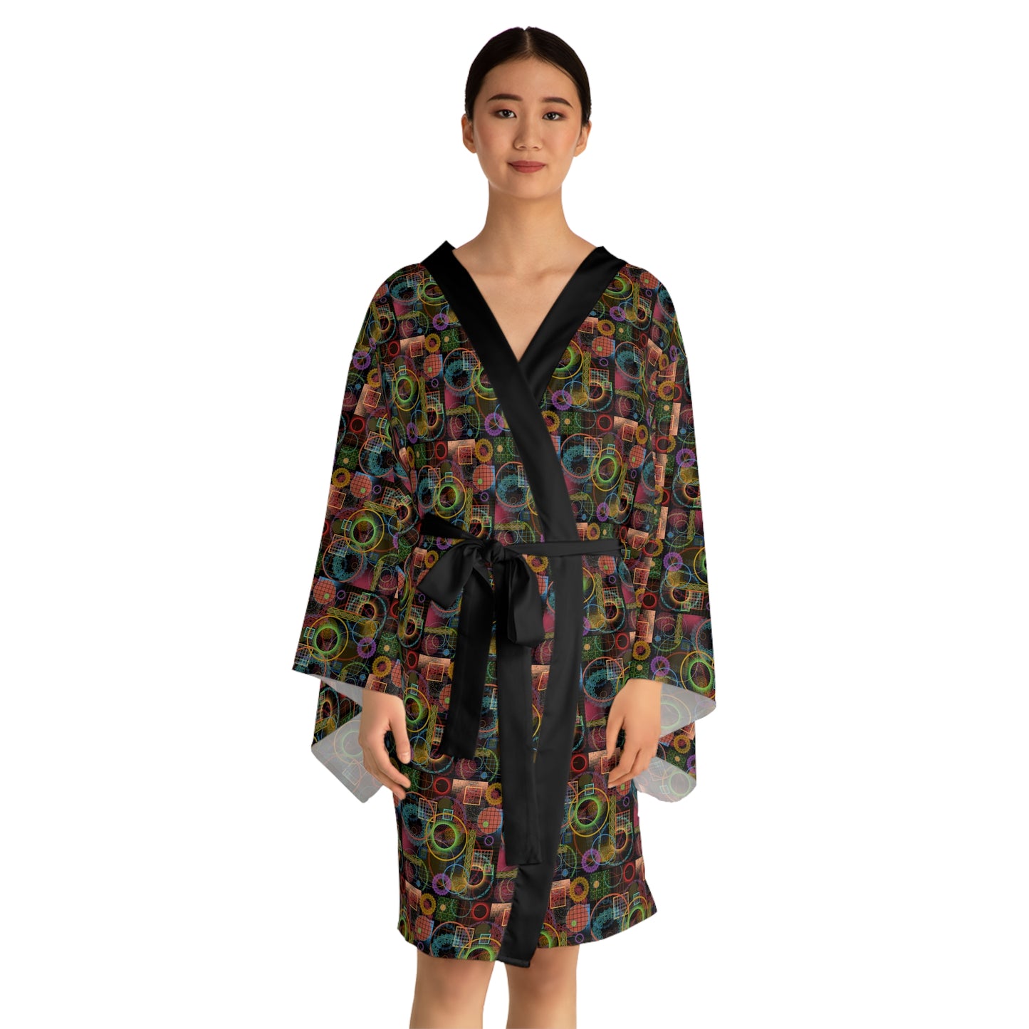 Long Sleeve Kimono Robe - No. 299 - 'Rings'