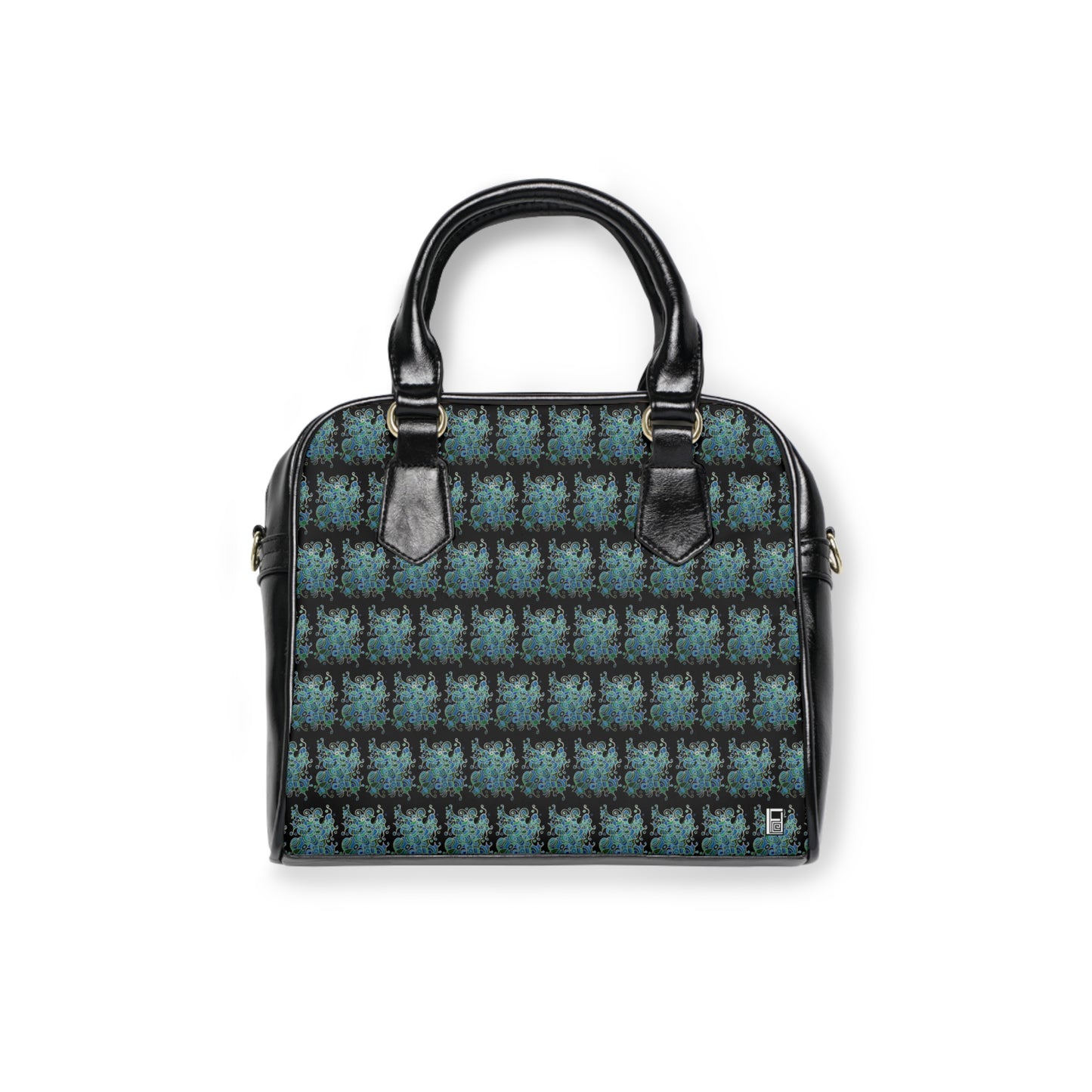 Shoulder Handbag - No. 146 - 'Bird of Paradise' pattern on Black