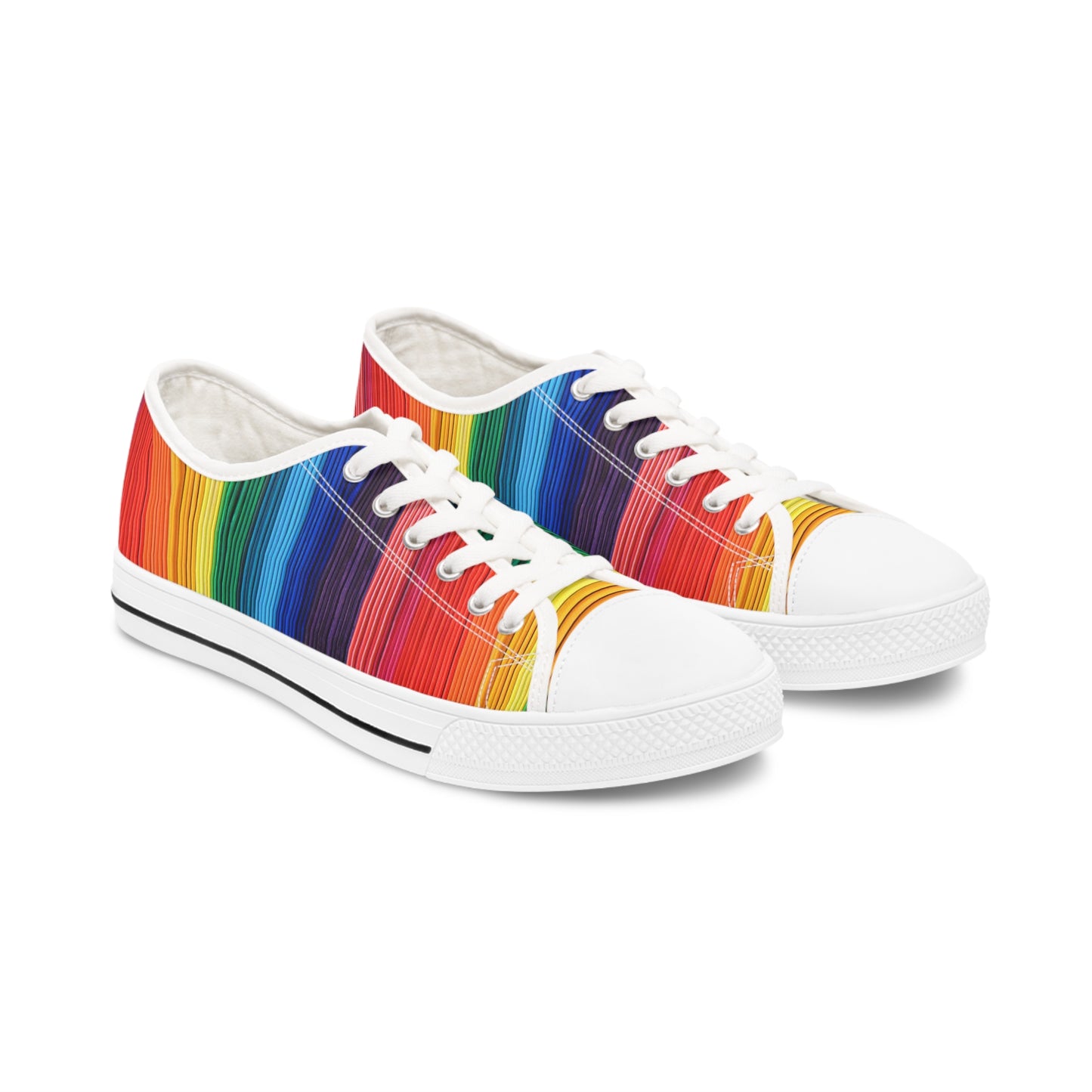 Women's Low Top Sneakers, Black Sole - No. 305 - Rainbow, Pride - By Irish Artist Fiona de Lacy