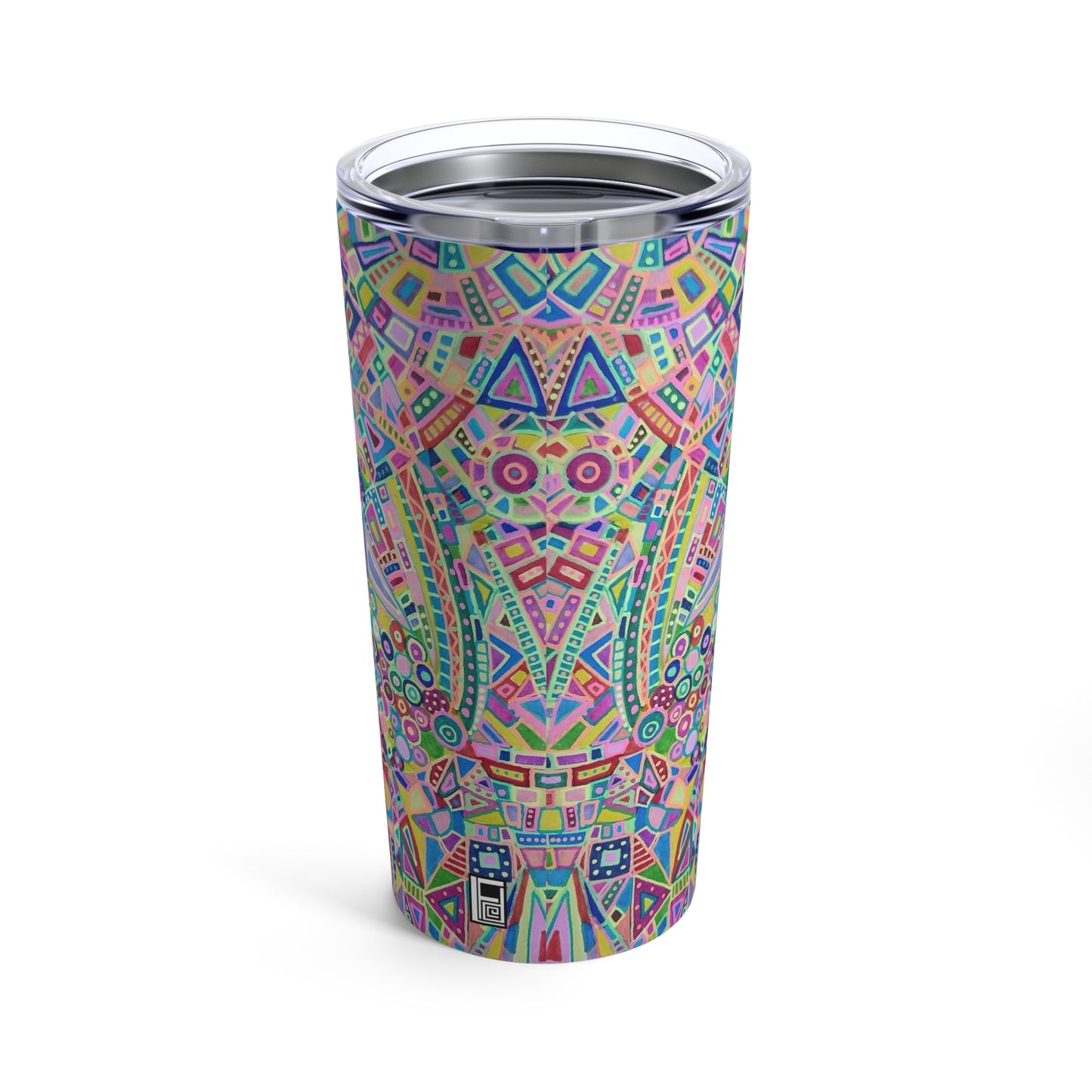 Tumbler 20oz - No. 259 - Multicoloured abstract Mouse - By Irish Artist Fiona de Lacy