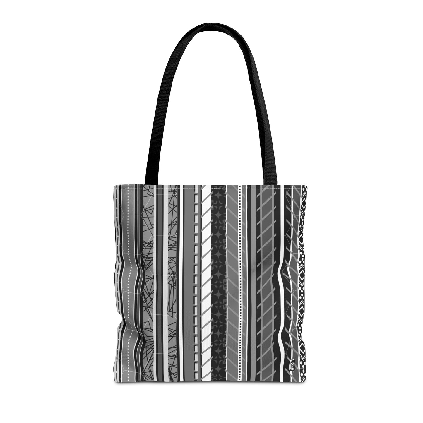 Tote Bag - No. 298 A - Black, White, Grey Stripes