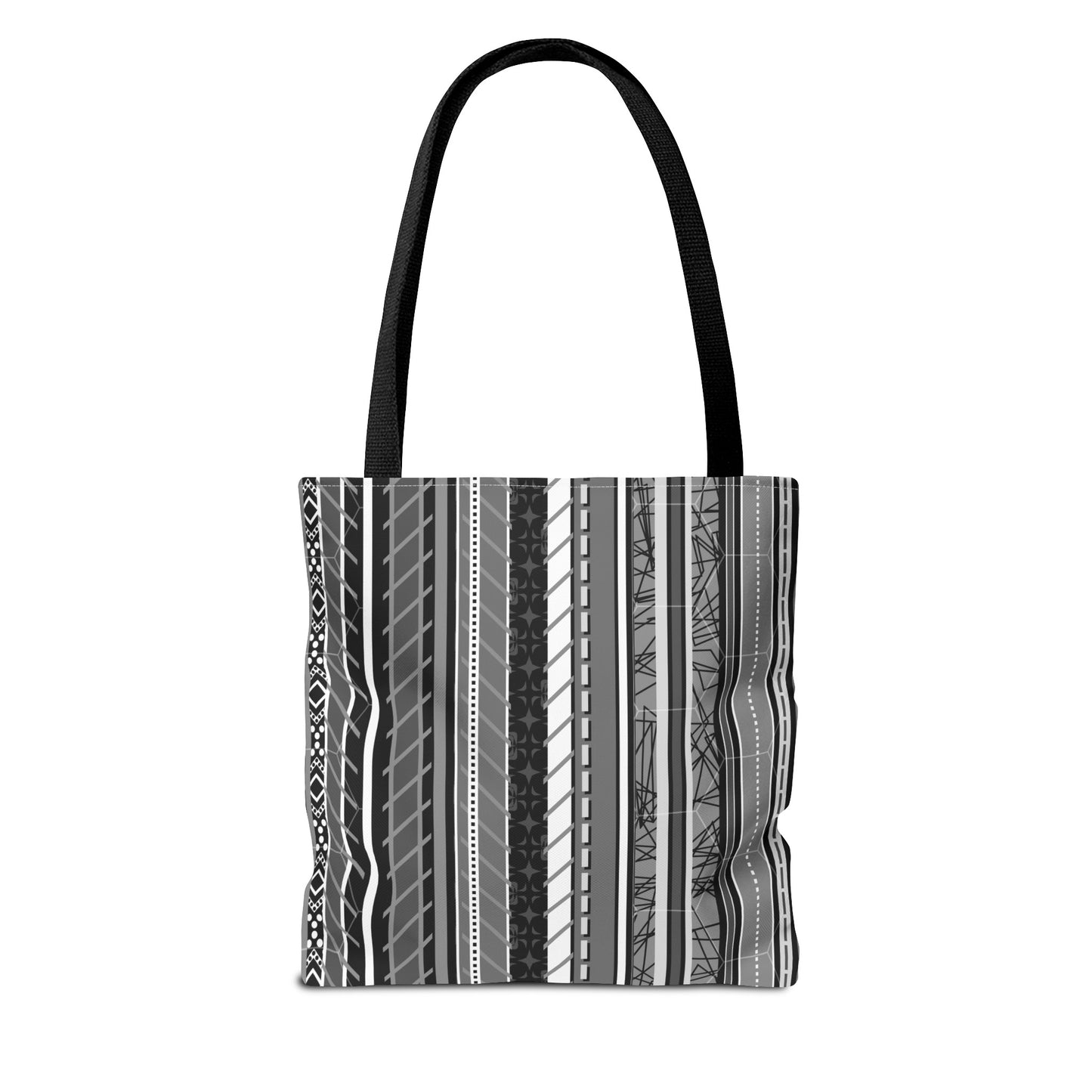 Tote Bag - No. 298 A - Black, White, Grey Stripes