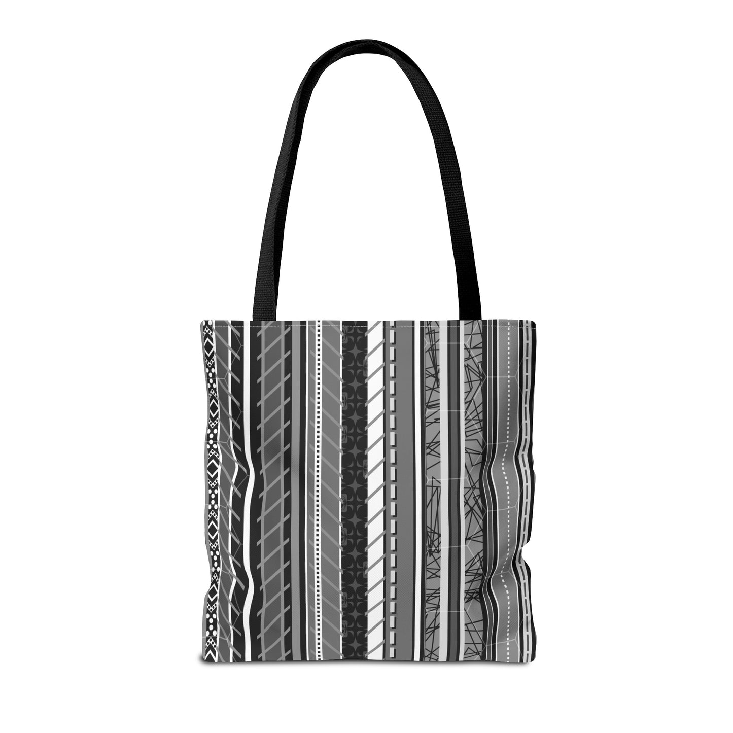 Tote Bag - No. 298 A - Black, White, Grey Stripes