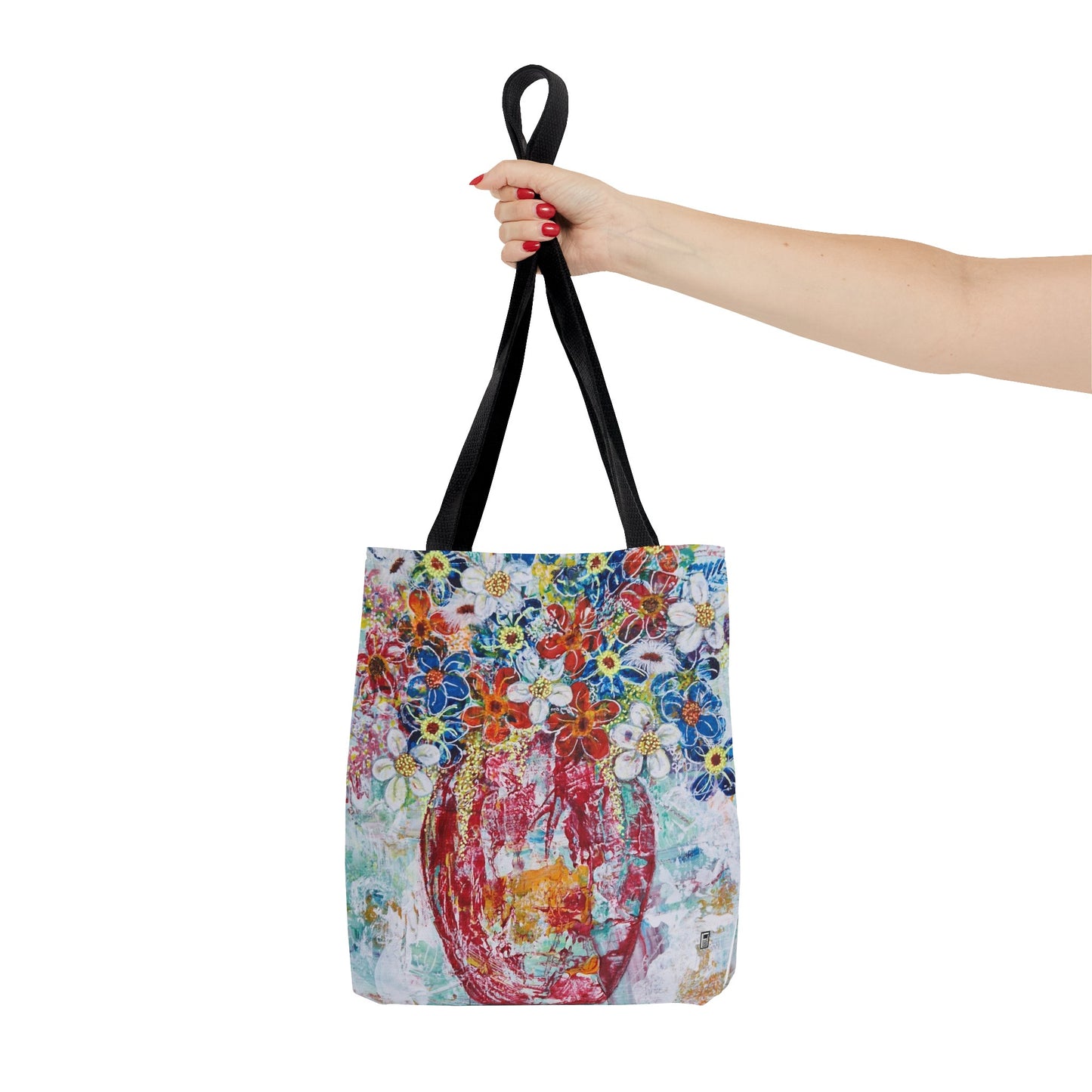 Tote Bag - No. 245 - Flowers In Red Vase