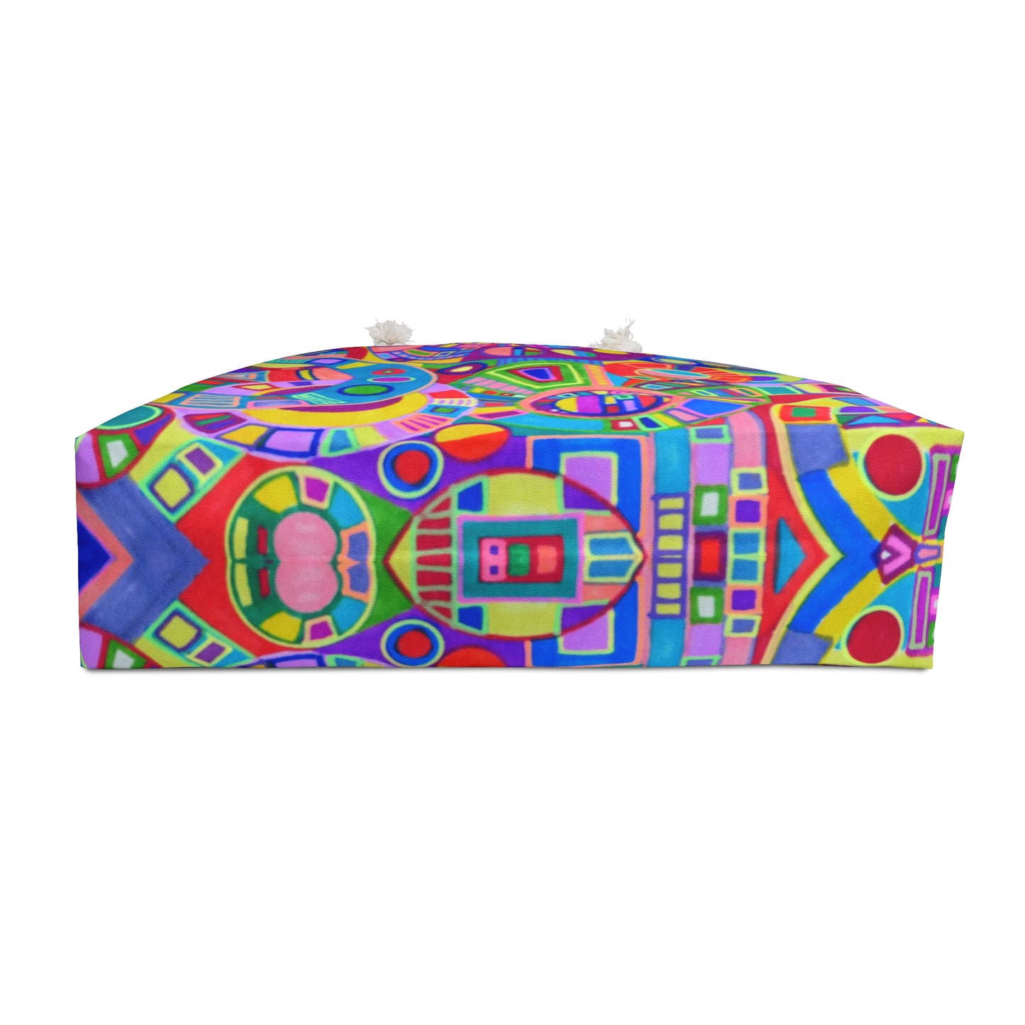 Weekender Bag / Beach Bag / Overnight Bag - No. 261 Multicoloured Coloured Geometric - by Irish Artist Fiona de Lacy