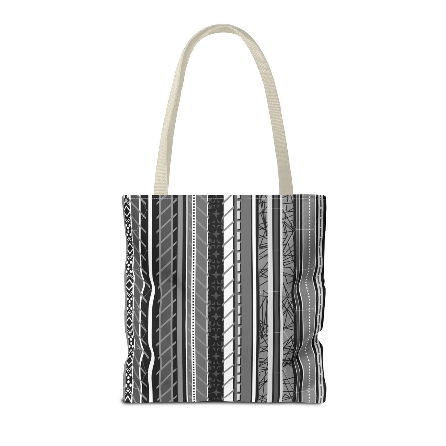 Tote Bag - No. 298 A - Black, White, Grey Stripes