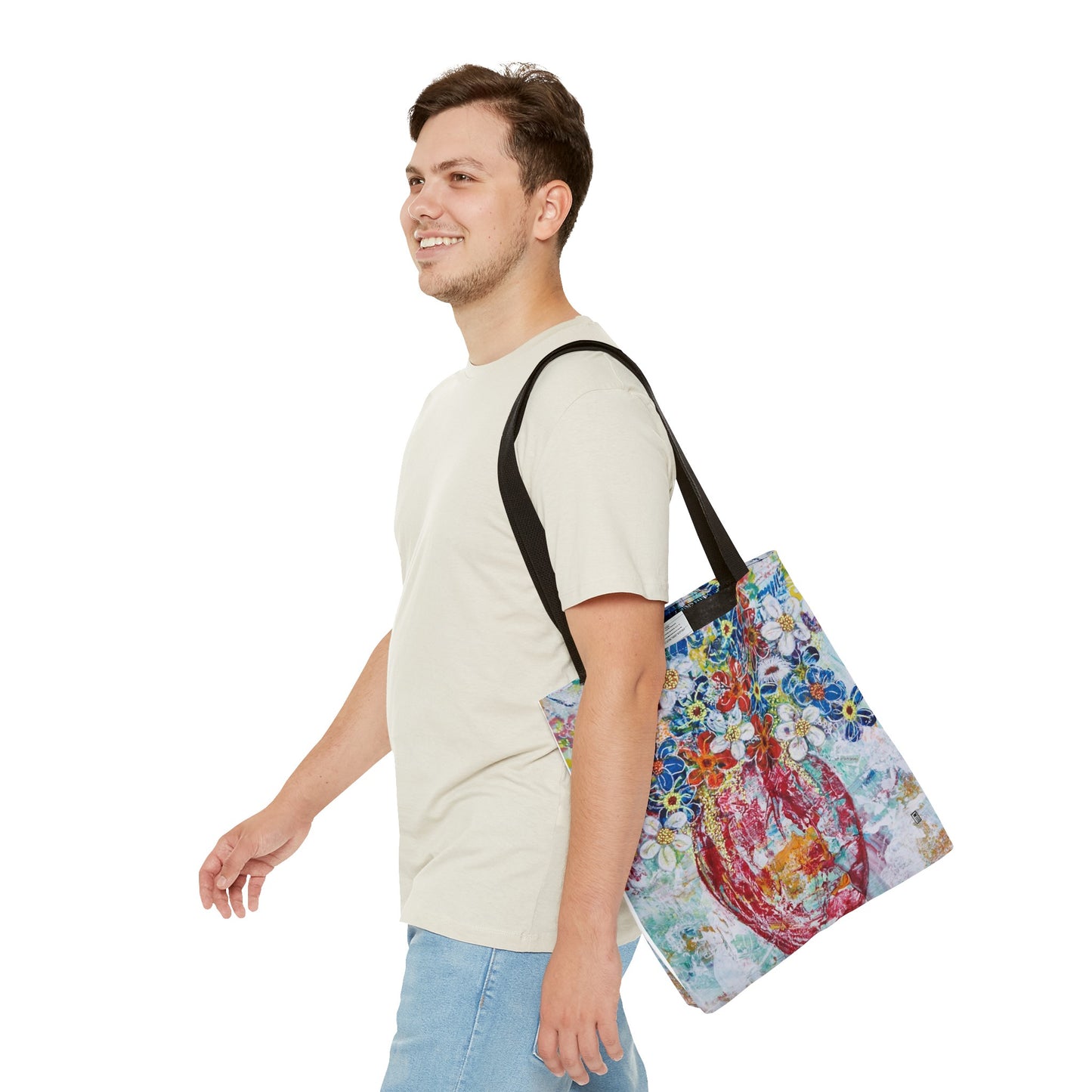 Tote Bag - No. 245 - Flowers In Red Vase