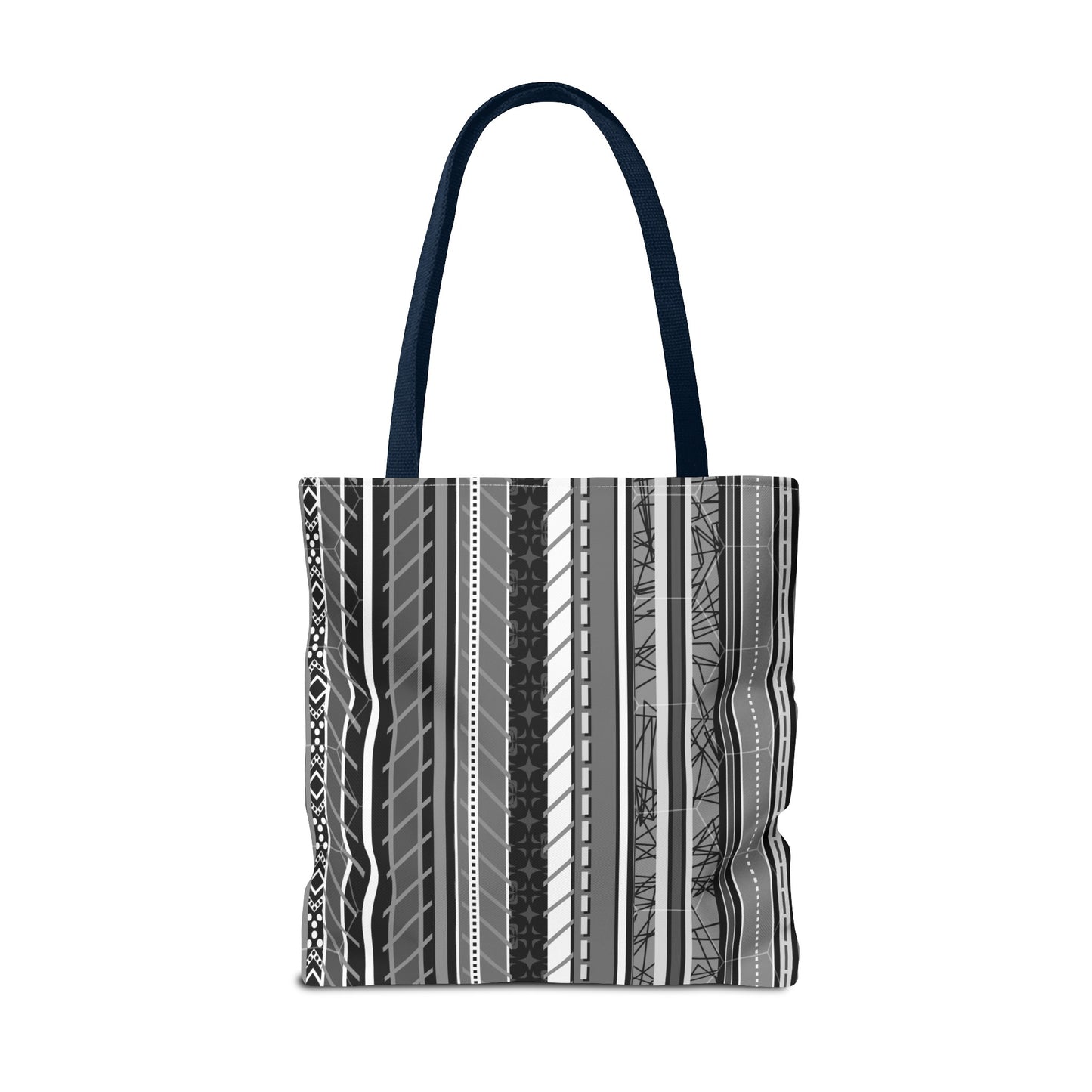 Tote Bag - No. 298 A - Black, White, Grey Stripes
