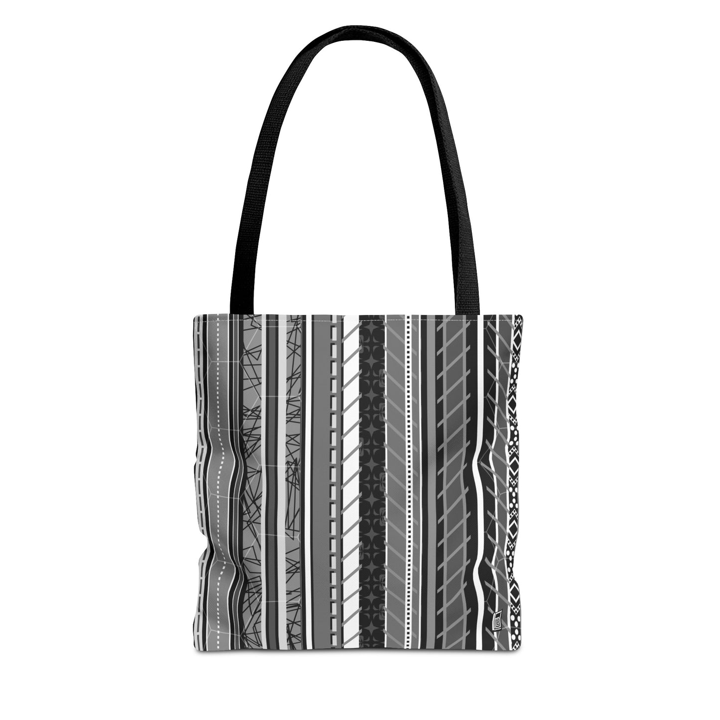 Tote Bag - No. 298 A - Black, White, Grey Stripes