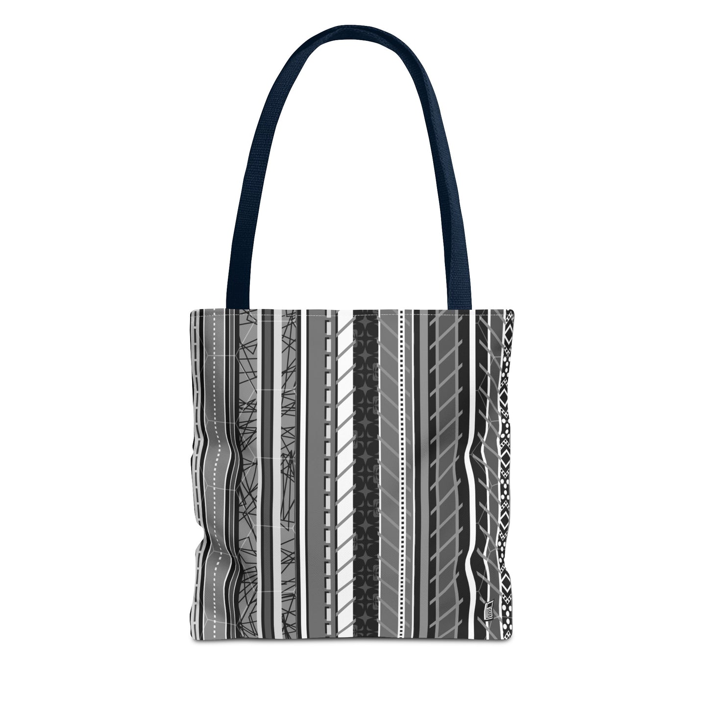 Tote Bag - No. 298 A - Black, White, Grey Stripes