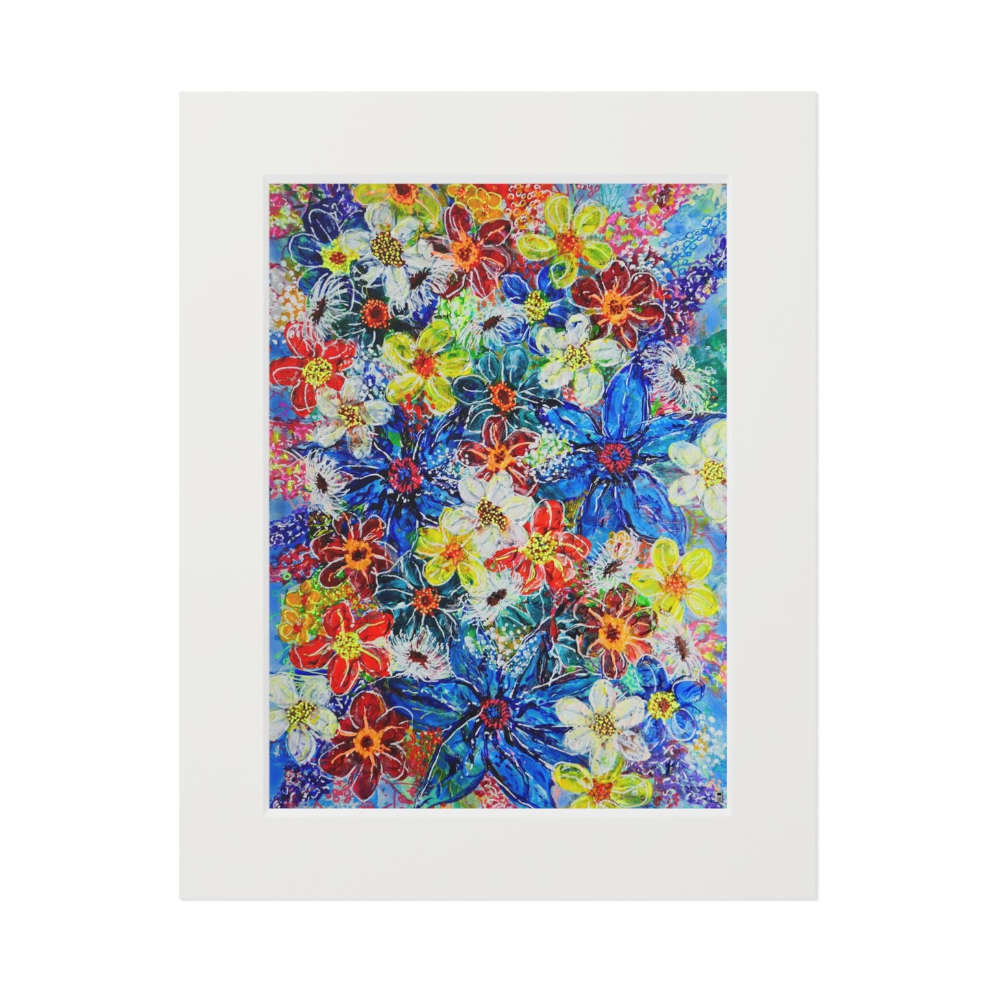 Fine Art Print (Cardboard Frame) - No. 242 - Large Blue Flowers