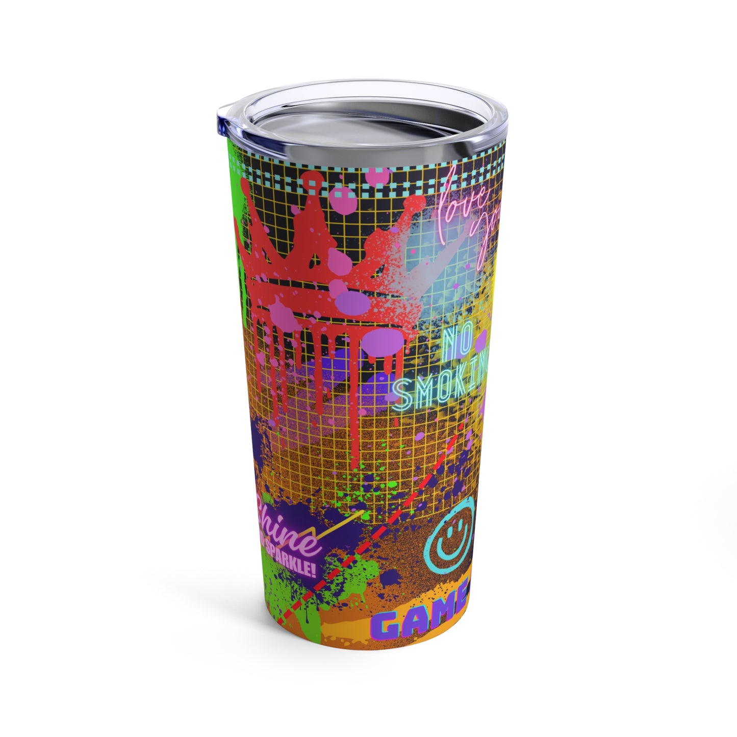 Tumbler 20oz - No. 232 - 'Glow' Graffiti - By Irish Artist Fiona de Lacy - Multicoloured