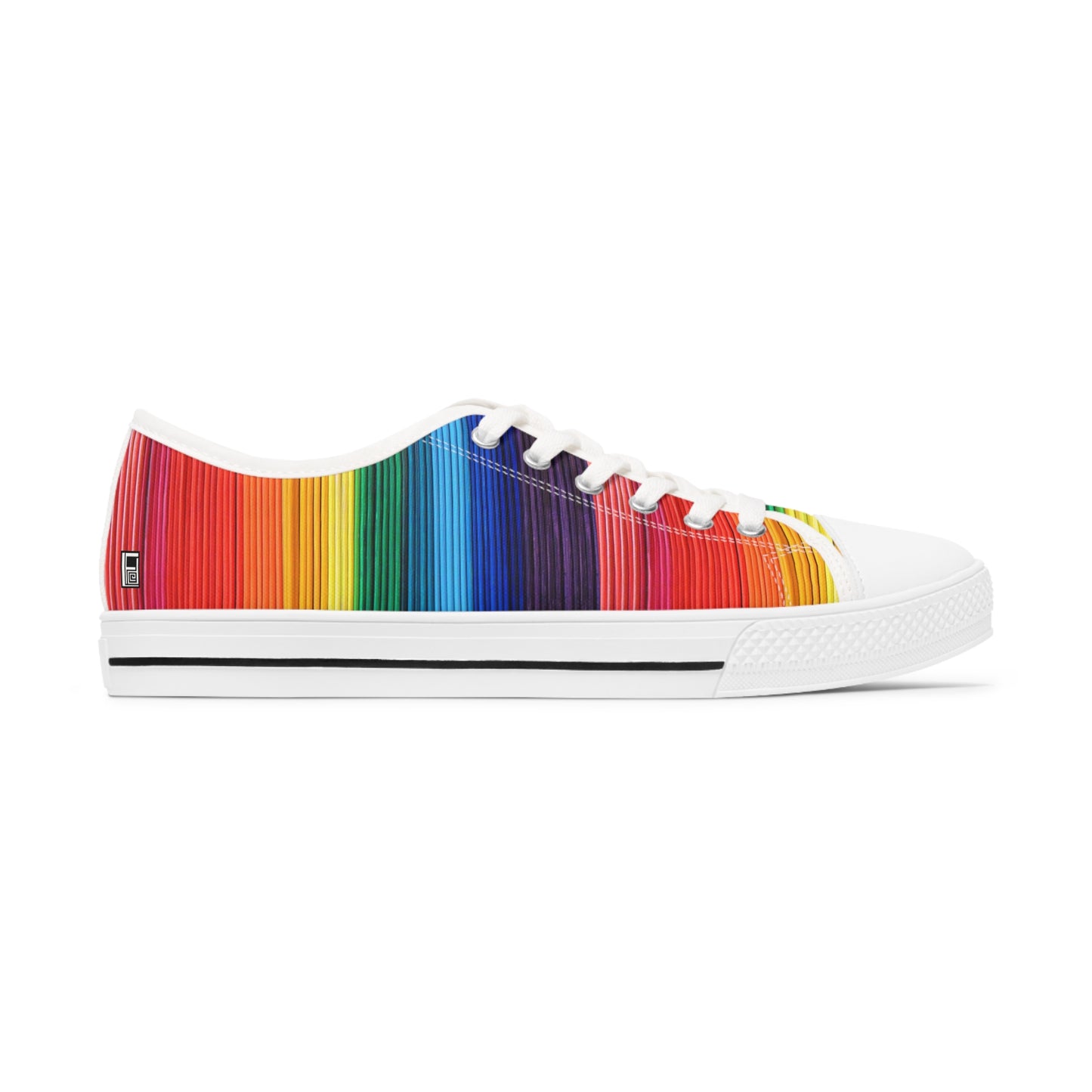 Women's Low Top Sneakers, Black Sole - No. 305 - Rainbow, Pride - By Irish Artist Fiona de Lacy