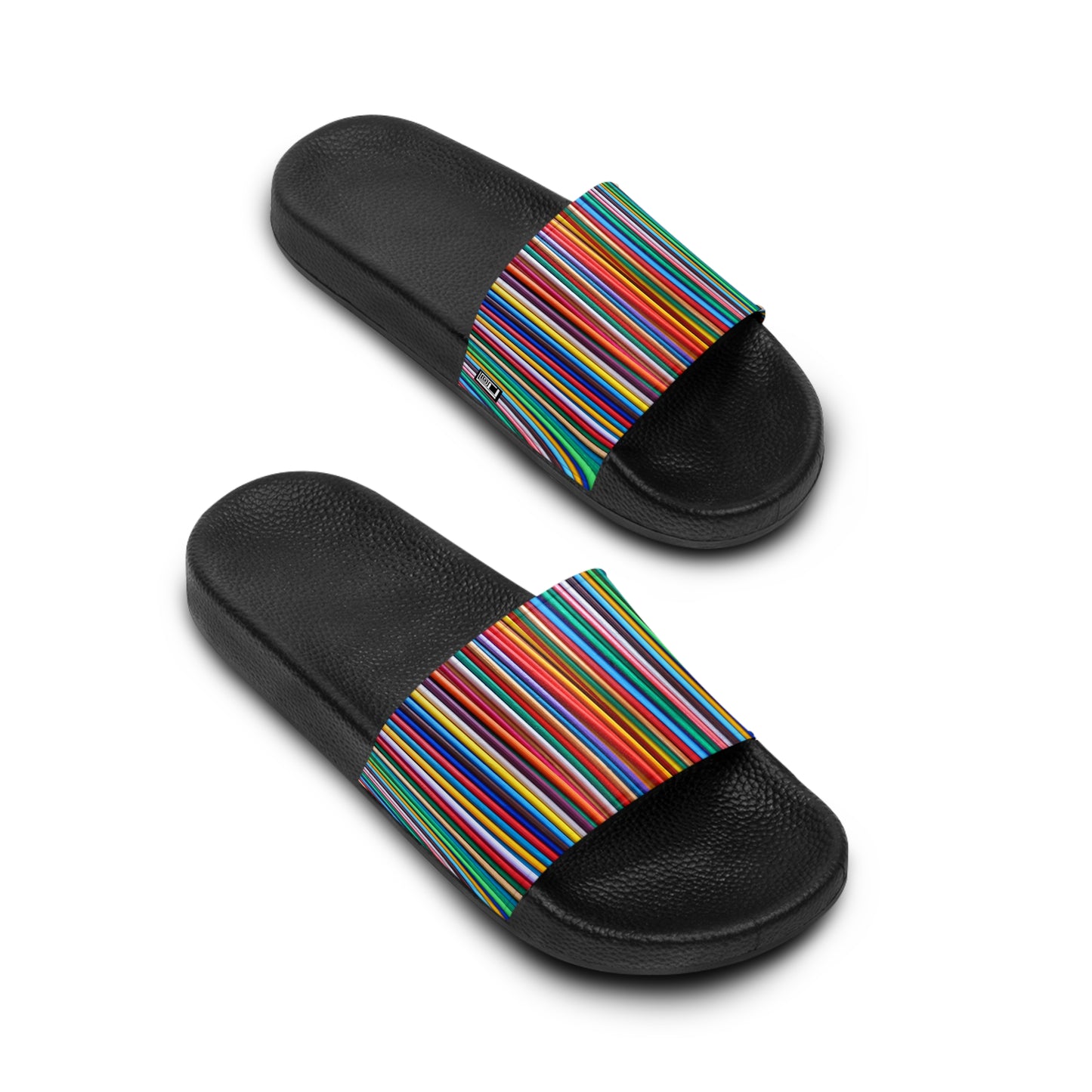 Women's Slide Sandals - No. 309 - Multicoloured Rectangles - By Irish Artist Fiona de Lacy