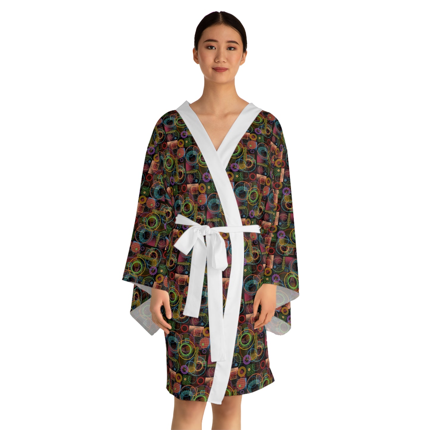 Long Sleeve Kimono Robe - No. 299 - 'Rings'