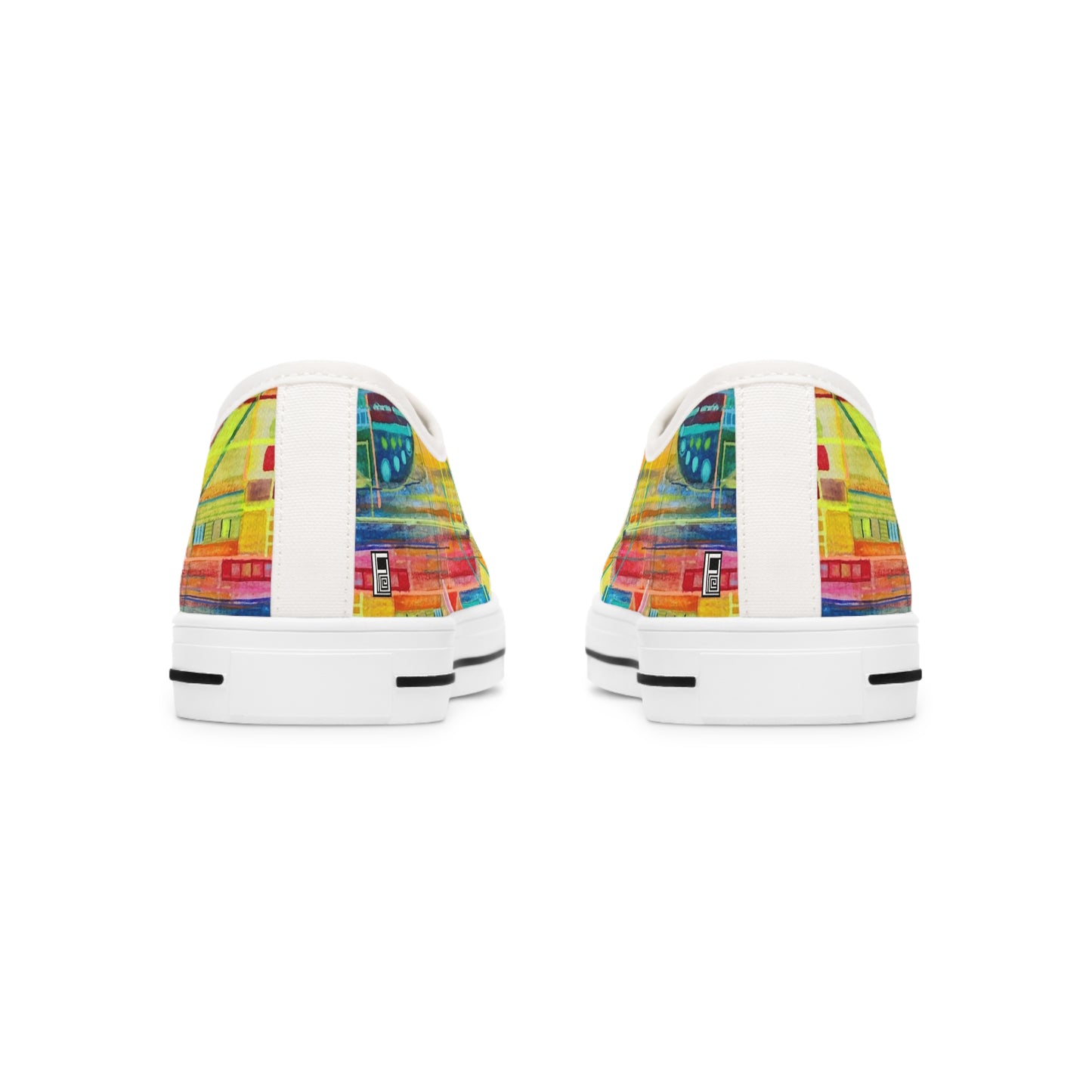 Women's Low Top Sneakers, Black Sole - No. 234 - Water Colour Abstract - By Irish Artist Fiona de Lacy