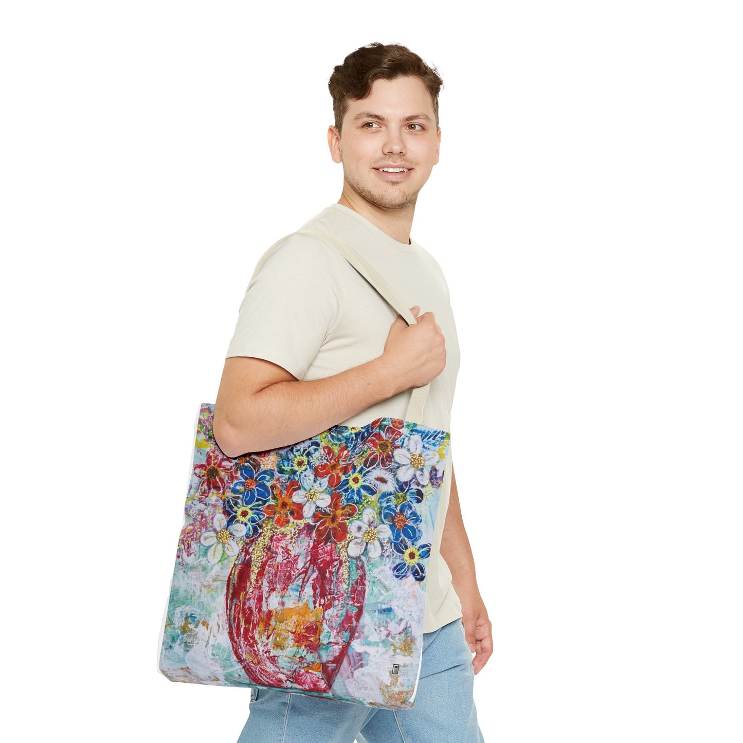 Tote Bag - No. 245 - Flowers In Red Vase