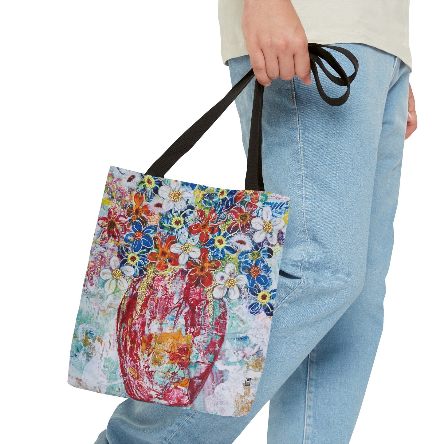 Tote Bag - No. 245 - Flowers In Red Vase